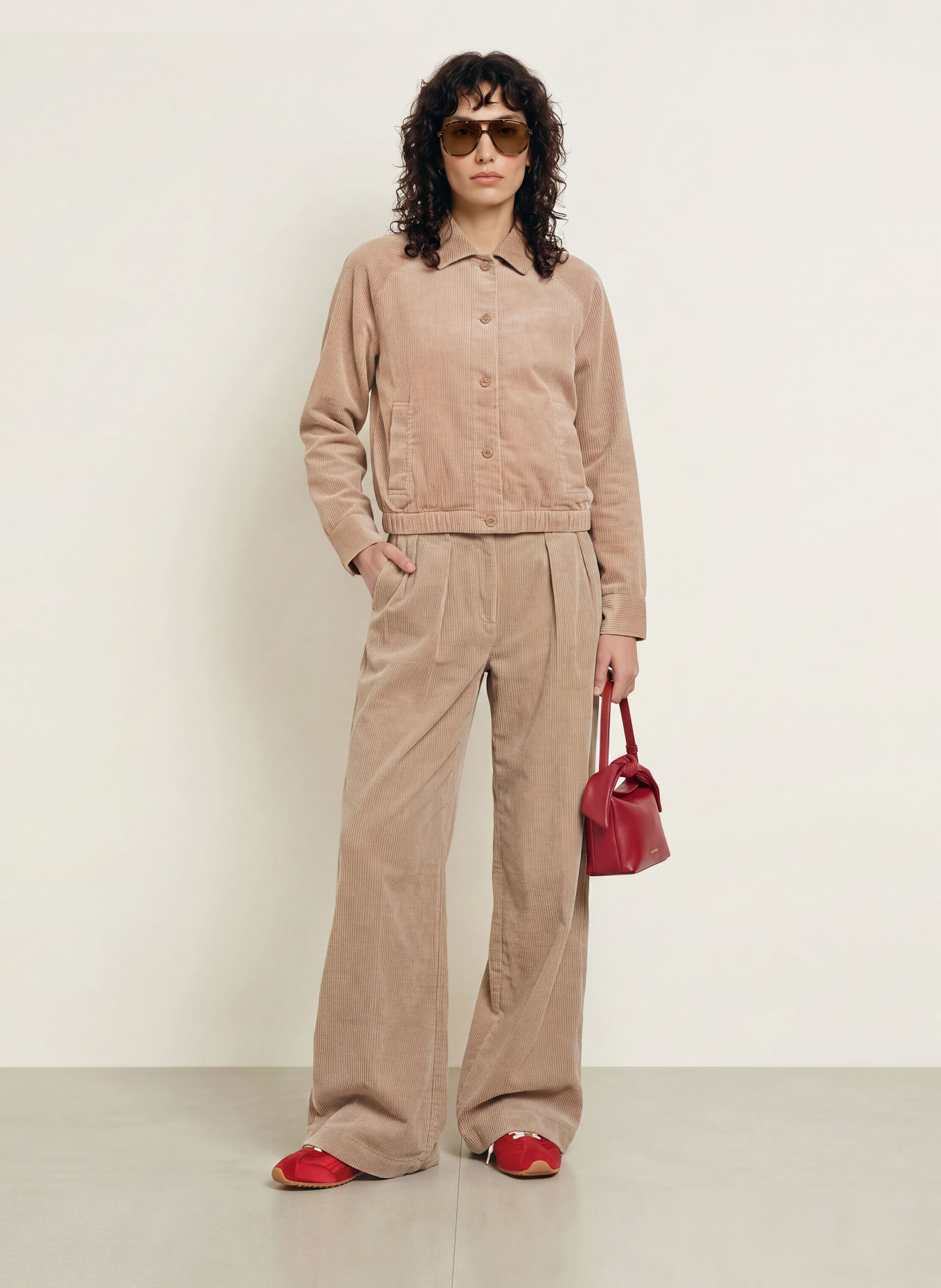 MRS & HUGS Corduroy Blouson: BEIGE