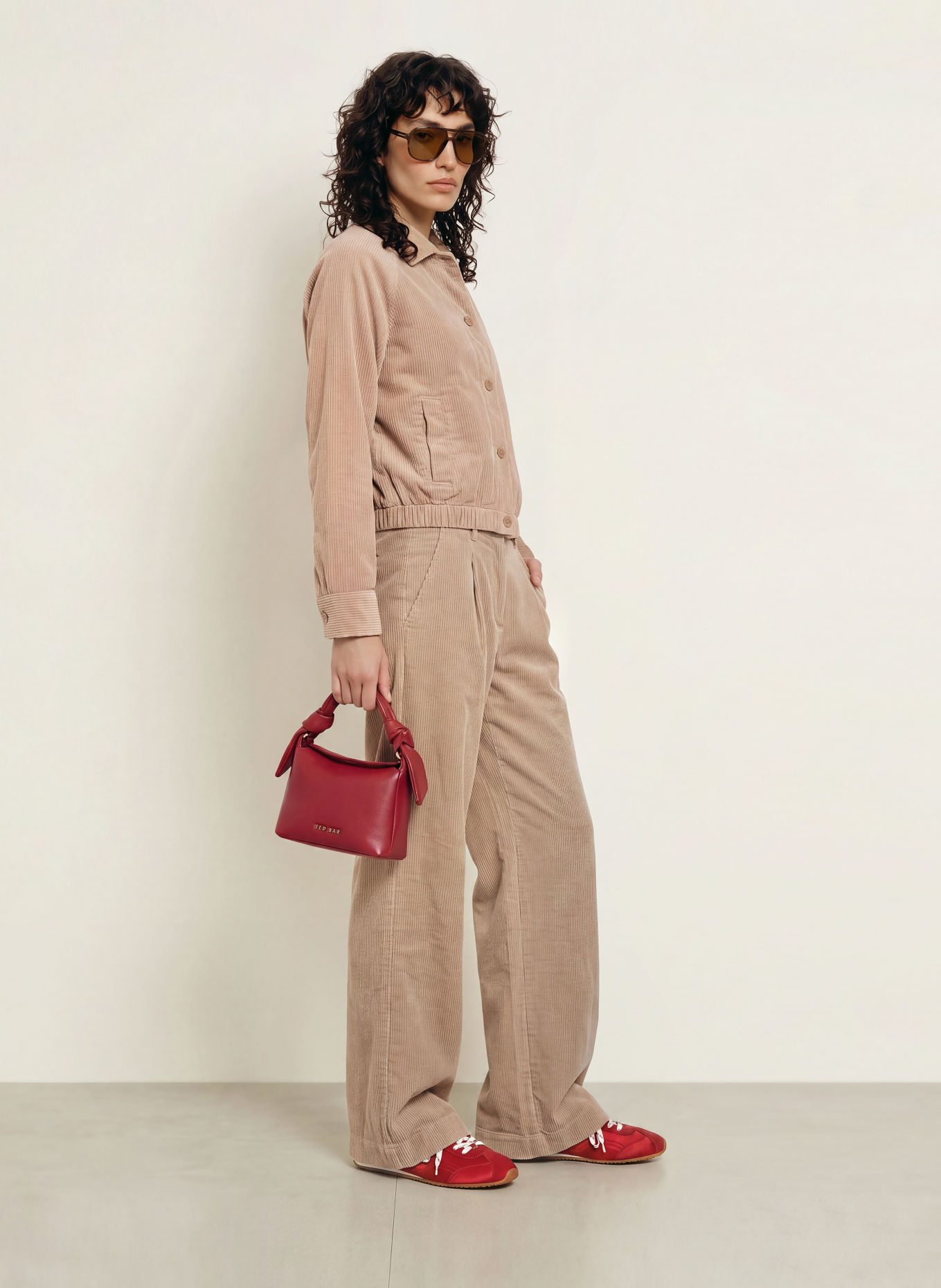 MRS & HUGS Corduroy Blouson: BEIGE