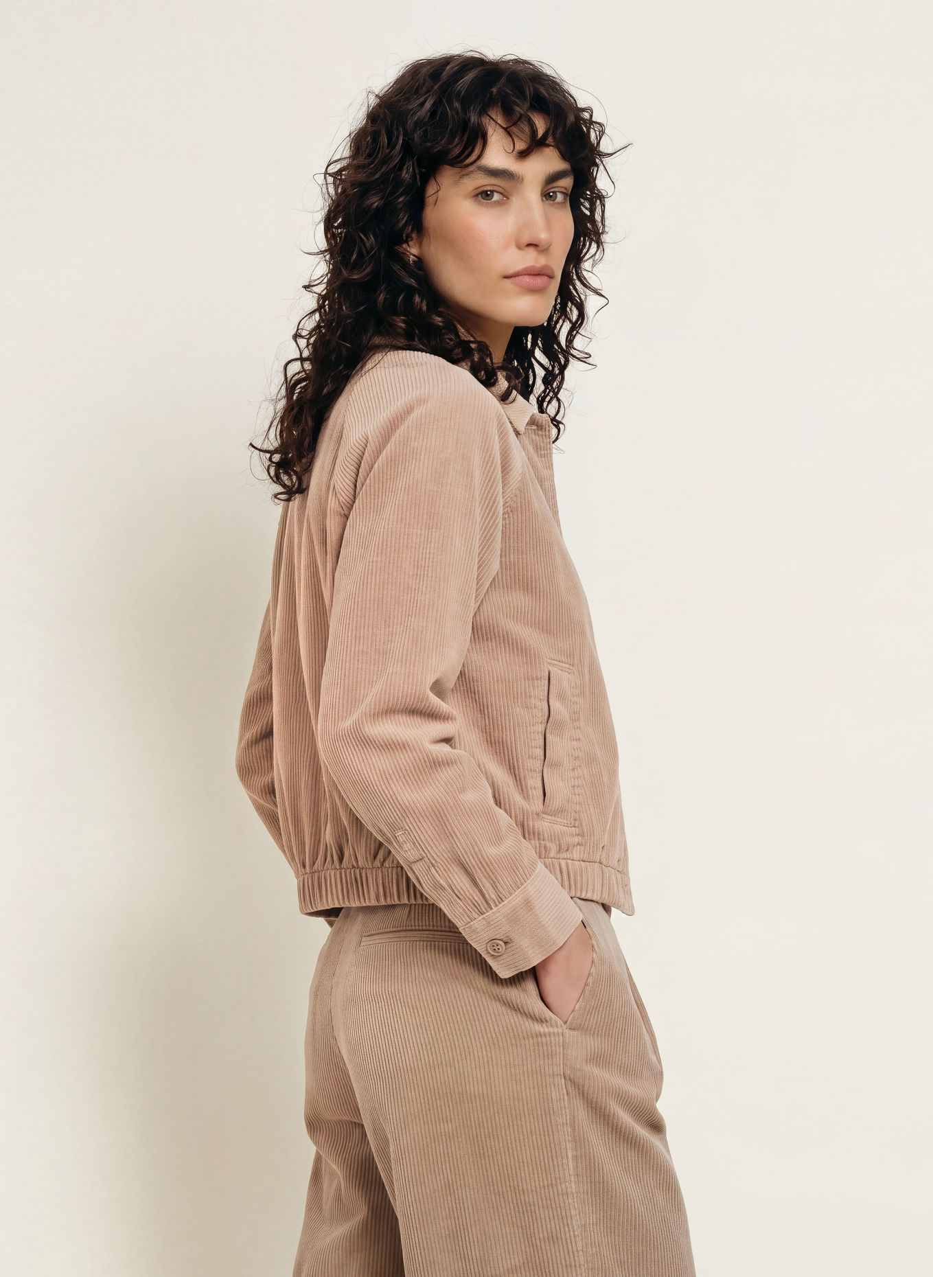 MRS & HUGS Corduroy Blouson: BEIGE