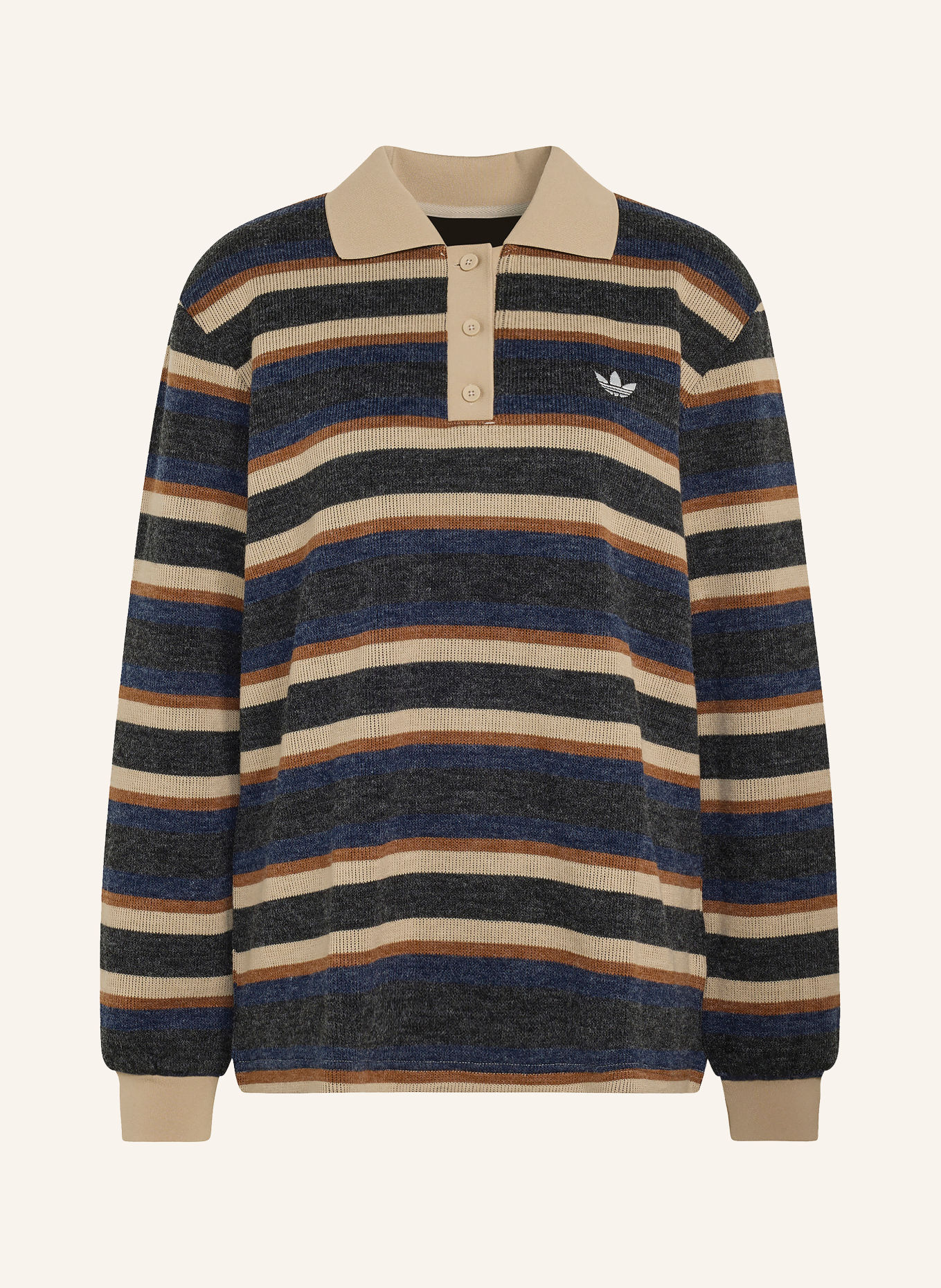 adidas Originals Gebreid poloshirt STRIPED: ZWART / BEIGE / DONKERBLAUW