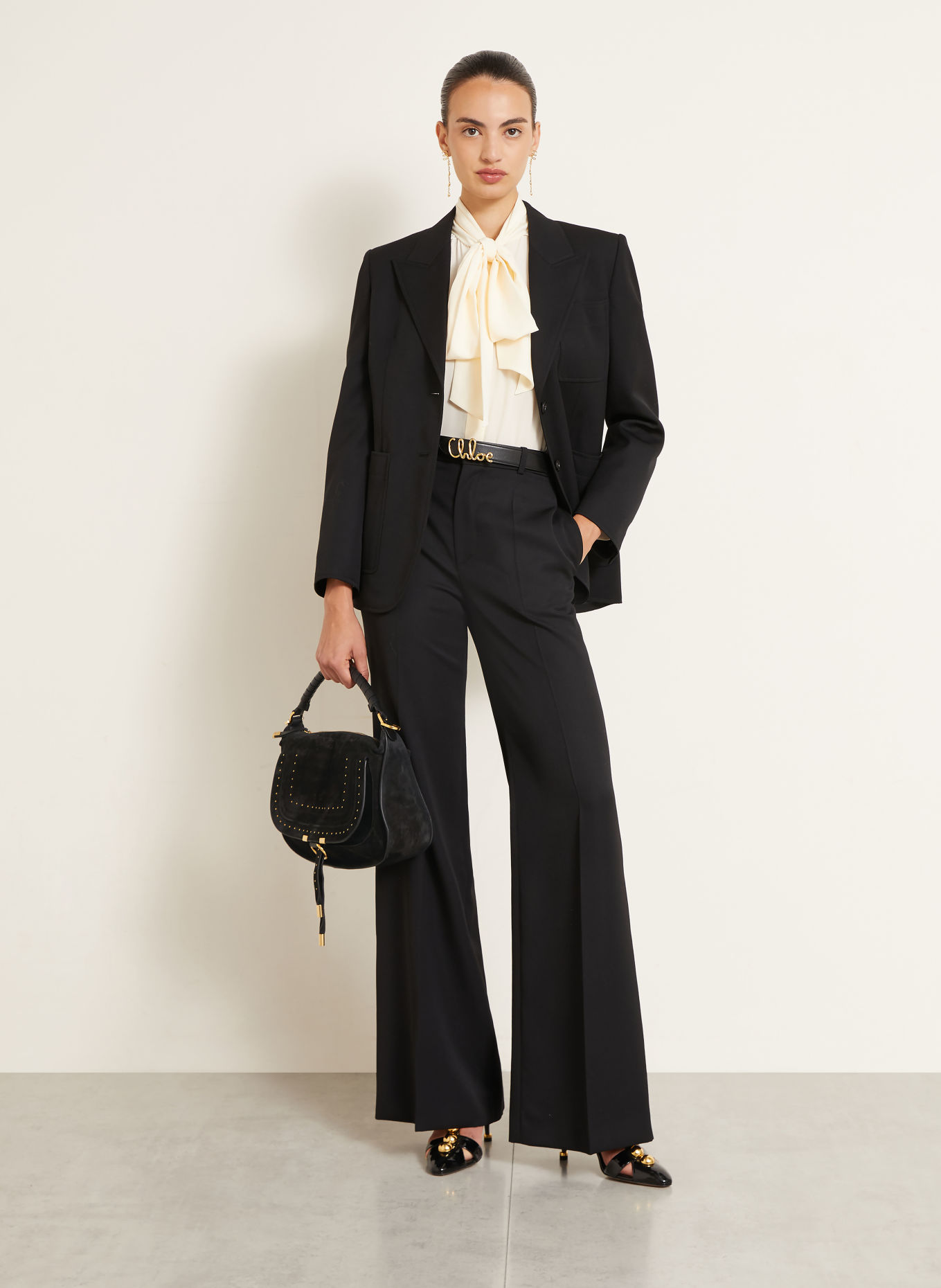 Chloé MARCIE Handbag with Studs: 001 BLACK