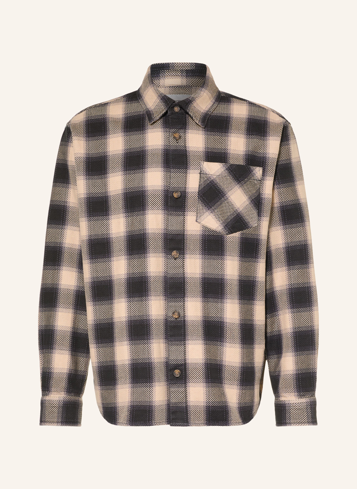 carhartt WIP DAYNE Comfort Fit Shirt: DARK BROWN / BEIGE