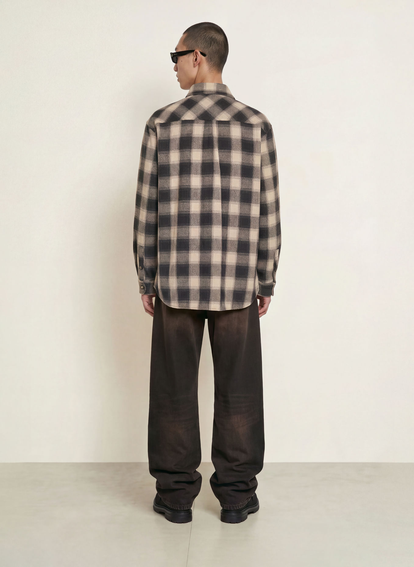 carhartt WIP DAYNE Comfort Fit Shirt: DARK BROWN / BEIGE