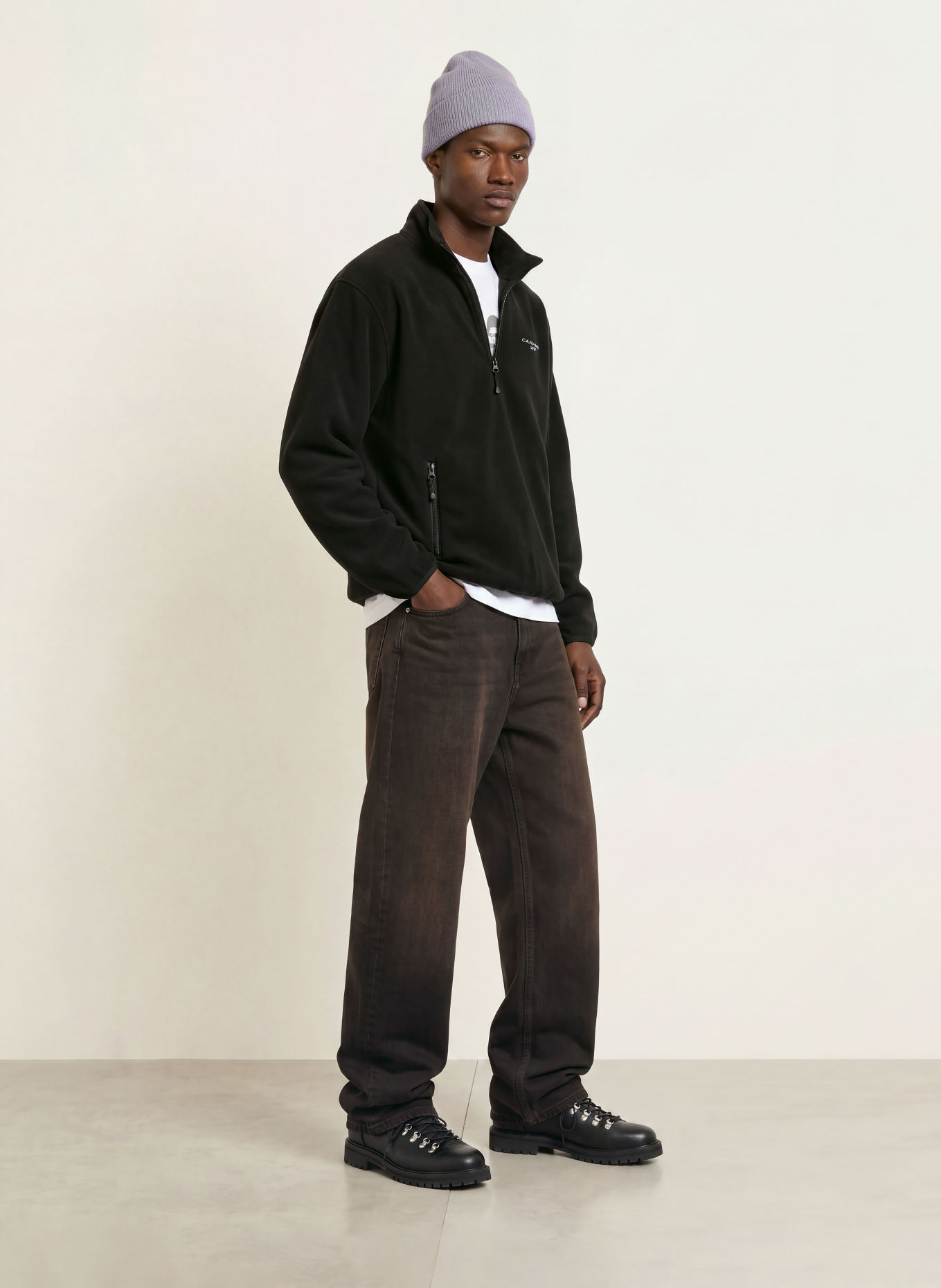 carhartt WIP EDMORE Fleece Half-zip Sweater: BLACK