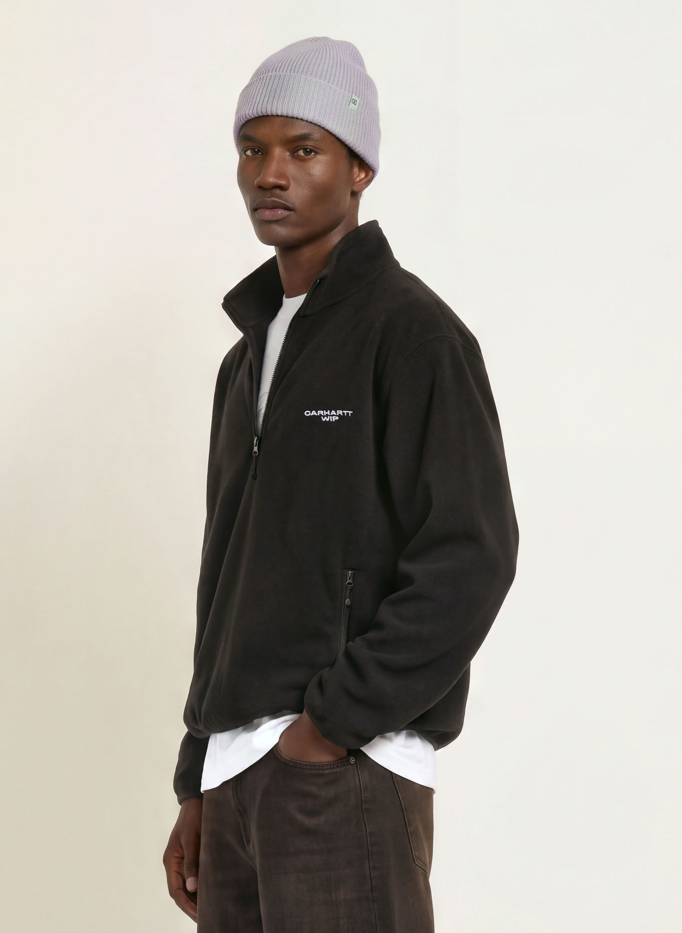 carhartt WIP EDMORE Fleece Half-zip Sweater: BLACK