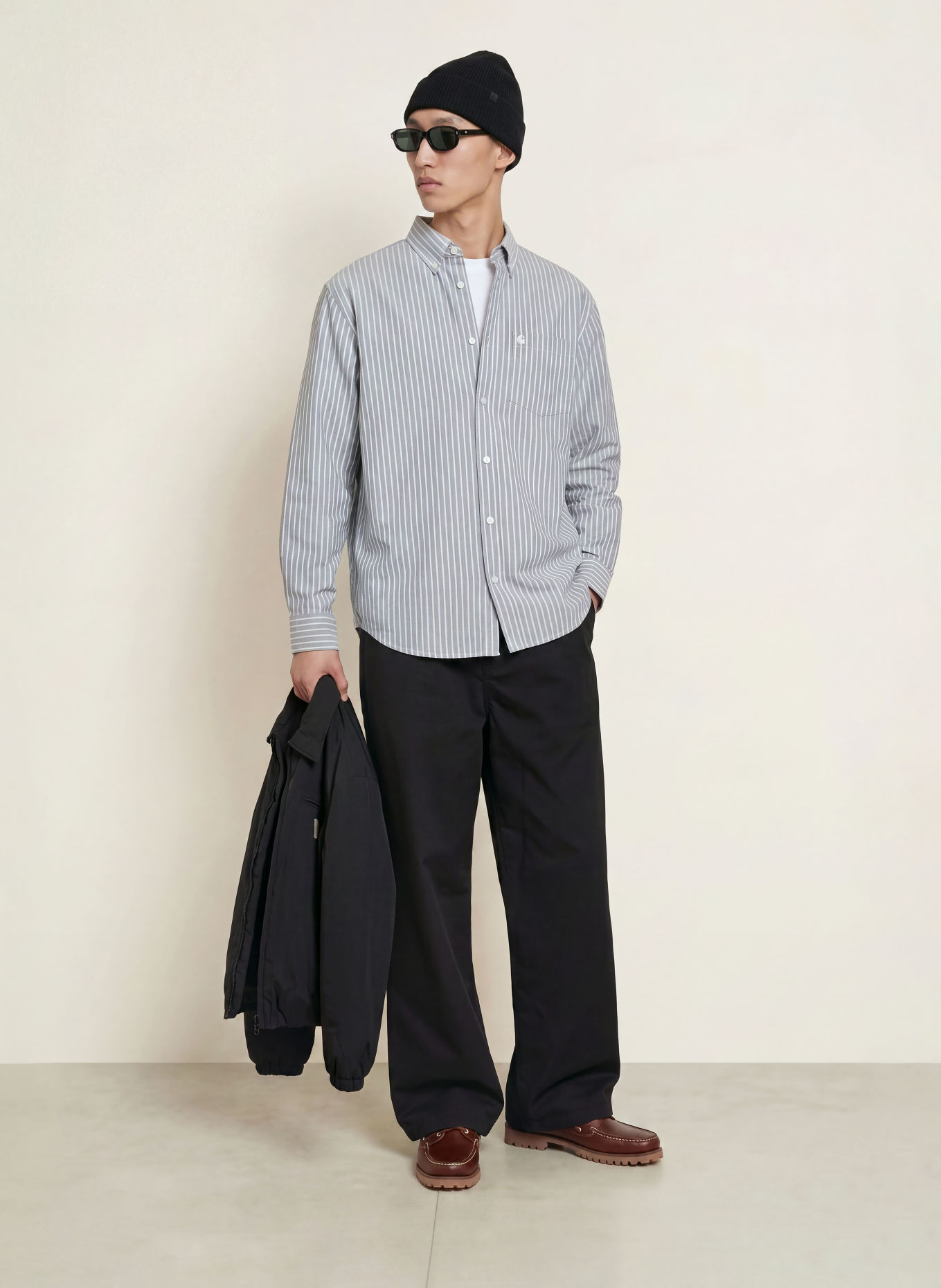 carhartt WIP Overhemd KANAN Loose Fit: GRIJS / WIT