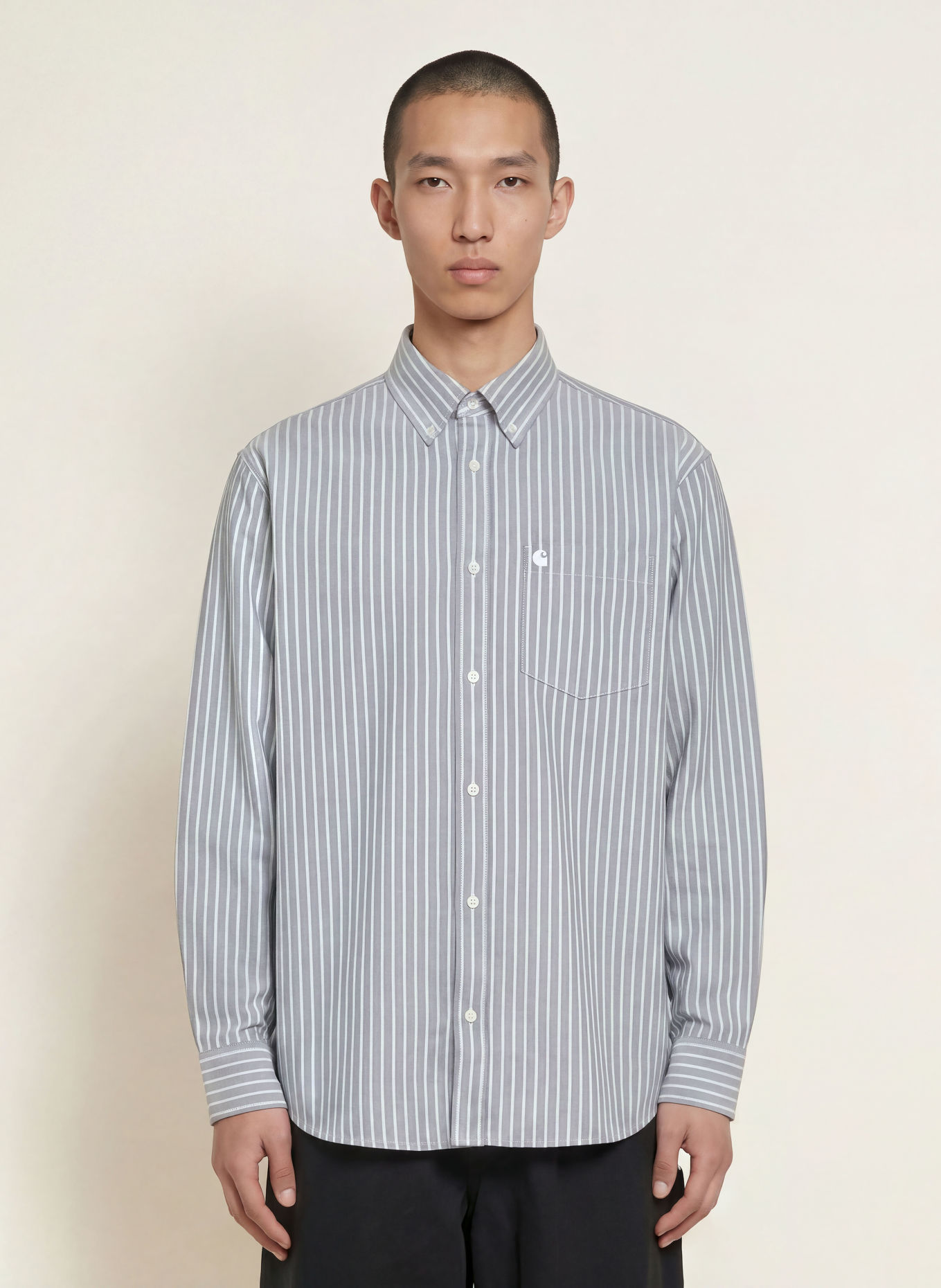 carhartt WIP Overhemd KANAN Loose Fit: GRIJS / WIT