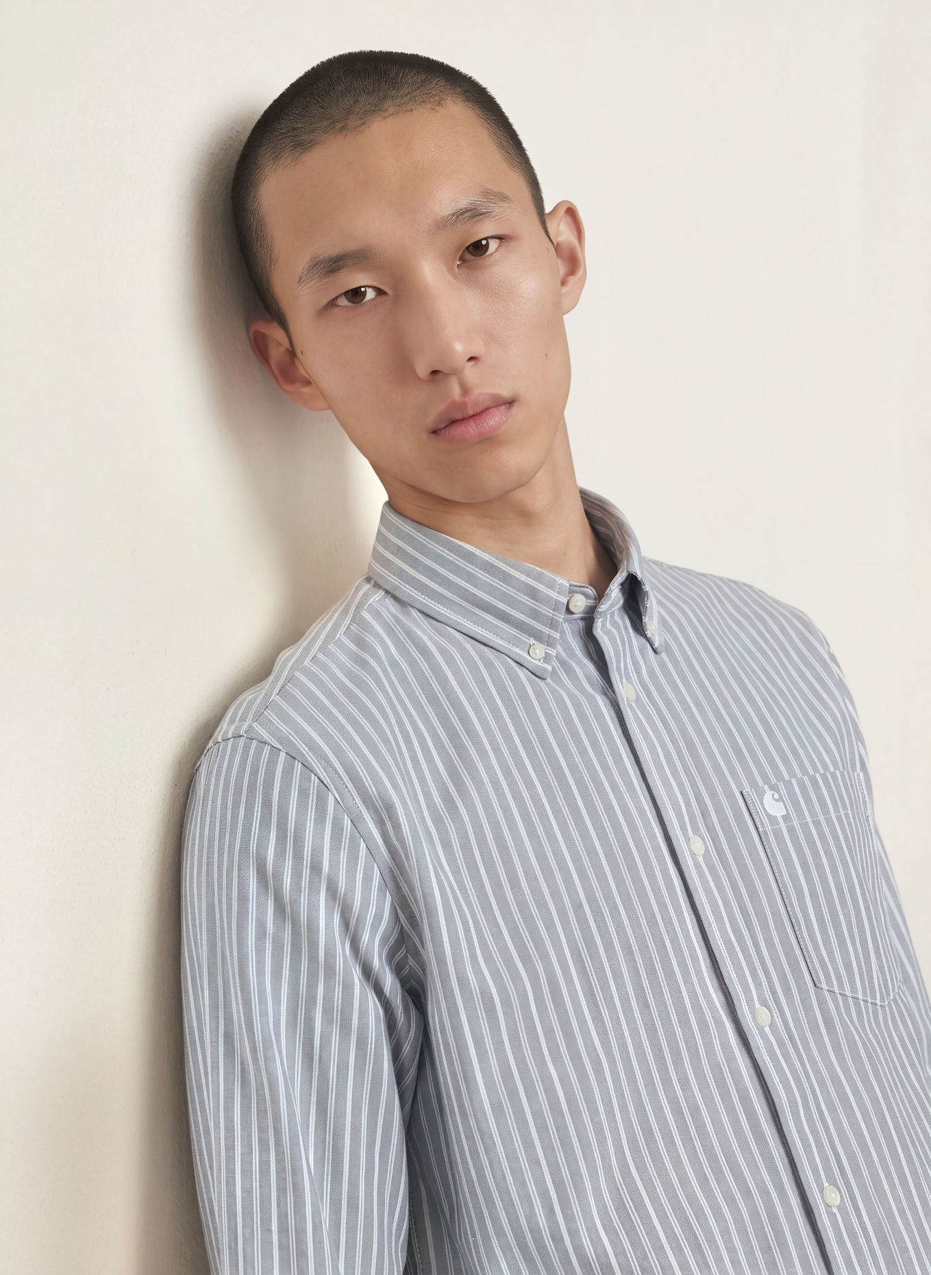 carhartt WIP Overhemd KANAN Loose Fit: GRIJS / WIT