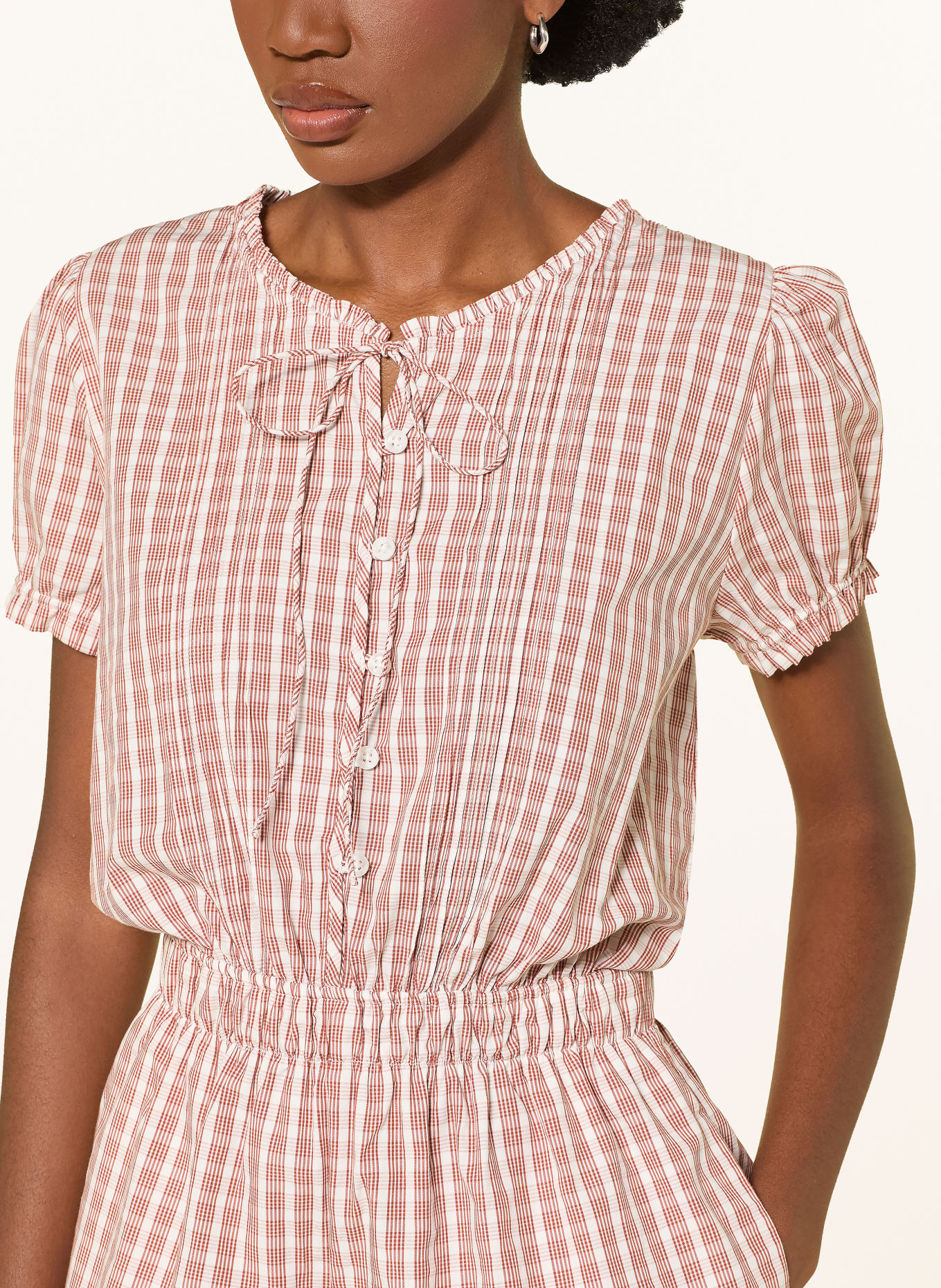 FAITHFULL THE BRAND EMILIE Jumpsuit with Ruffles: RED / CREAM