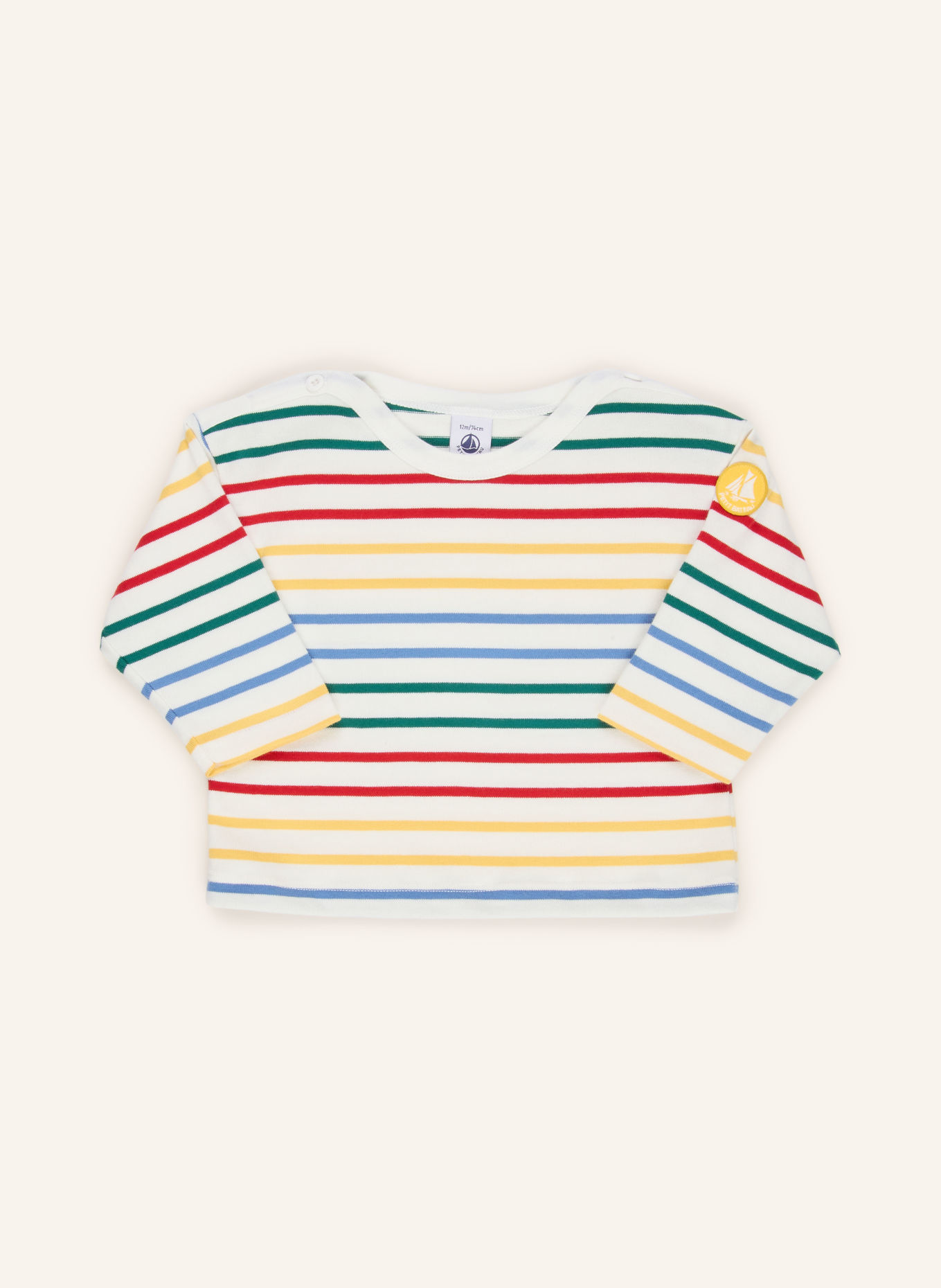 PETIT BATEAU Longsleeve: WIT / ROOD / GROEN