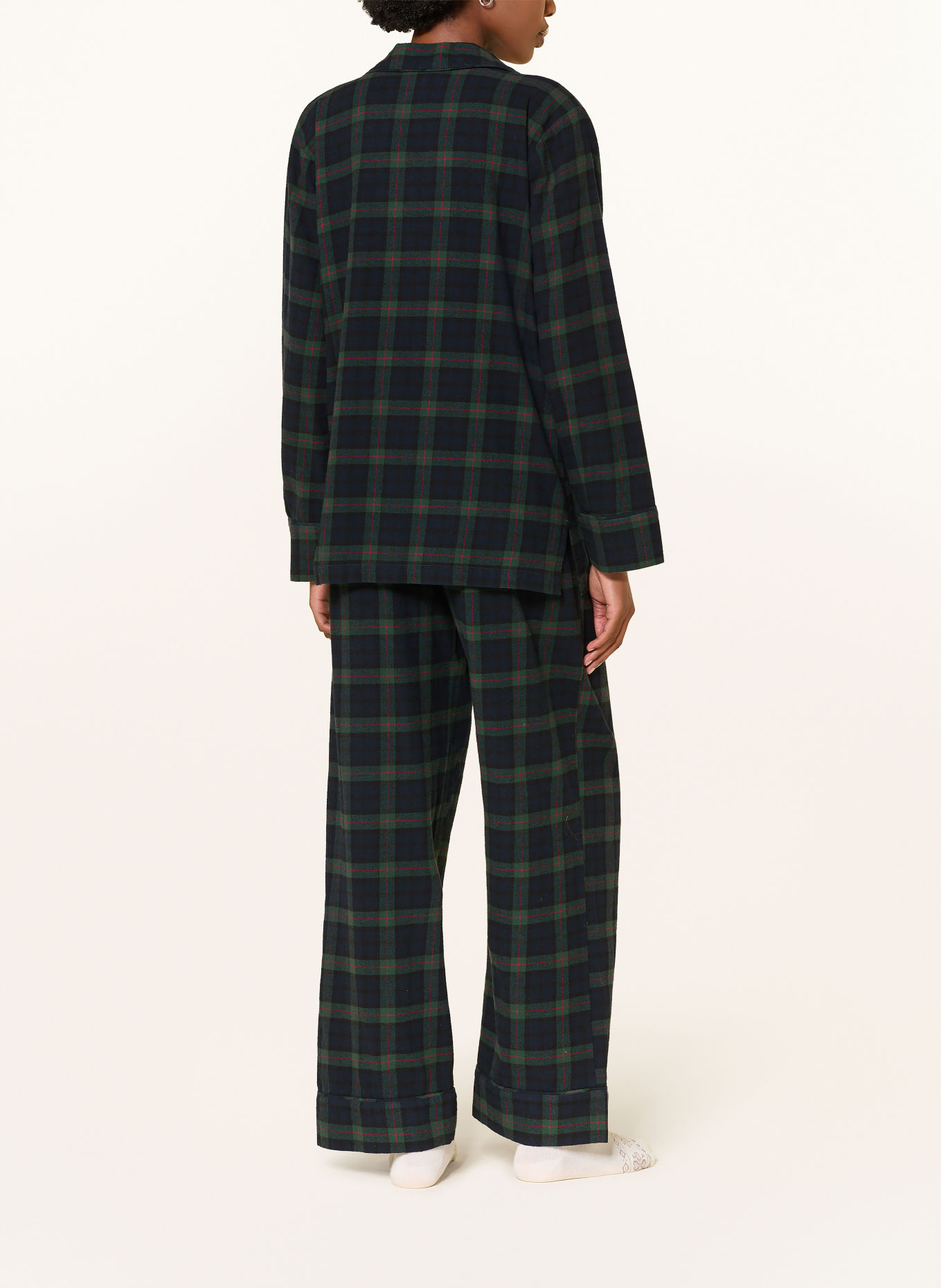 POLO RALPH LAUREN Pyjama van flanel: DONKERGROEN / DONKERBLAUW / ZWART