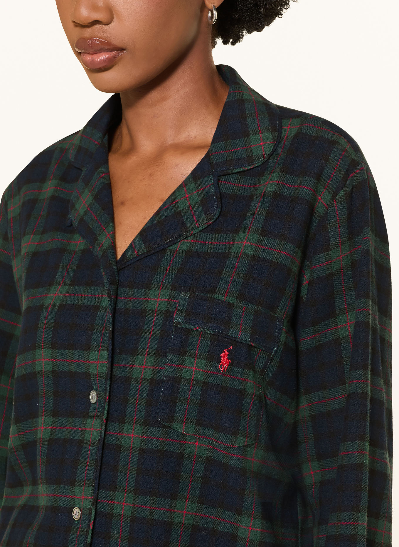 POLO RALPH LAUREN Pyjama van flanel: DONKERGROEN / DONKERBLAUW / ZWART