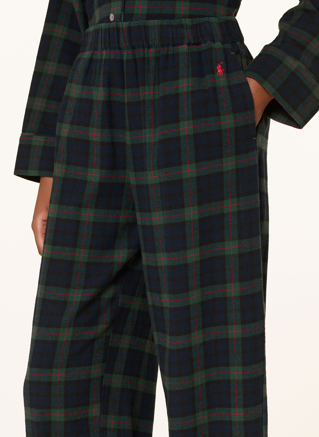 POLO RALPH LAUREN Pyjama van flanel: DONKERGROEN / DONKERBLAUW / ZWART
