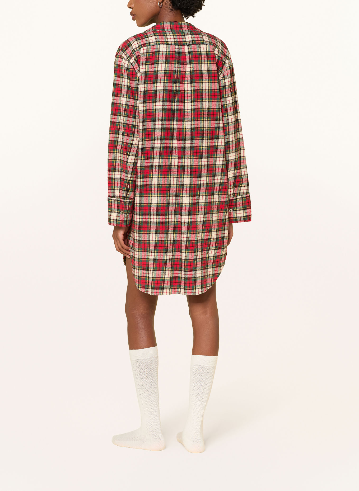 POLO RALPH LAUREN Nachthemd van flanel: ROOD / CRÈME / GROEN
