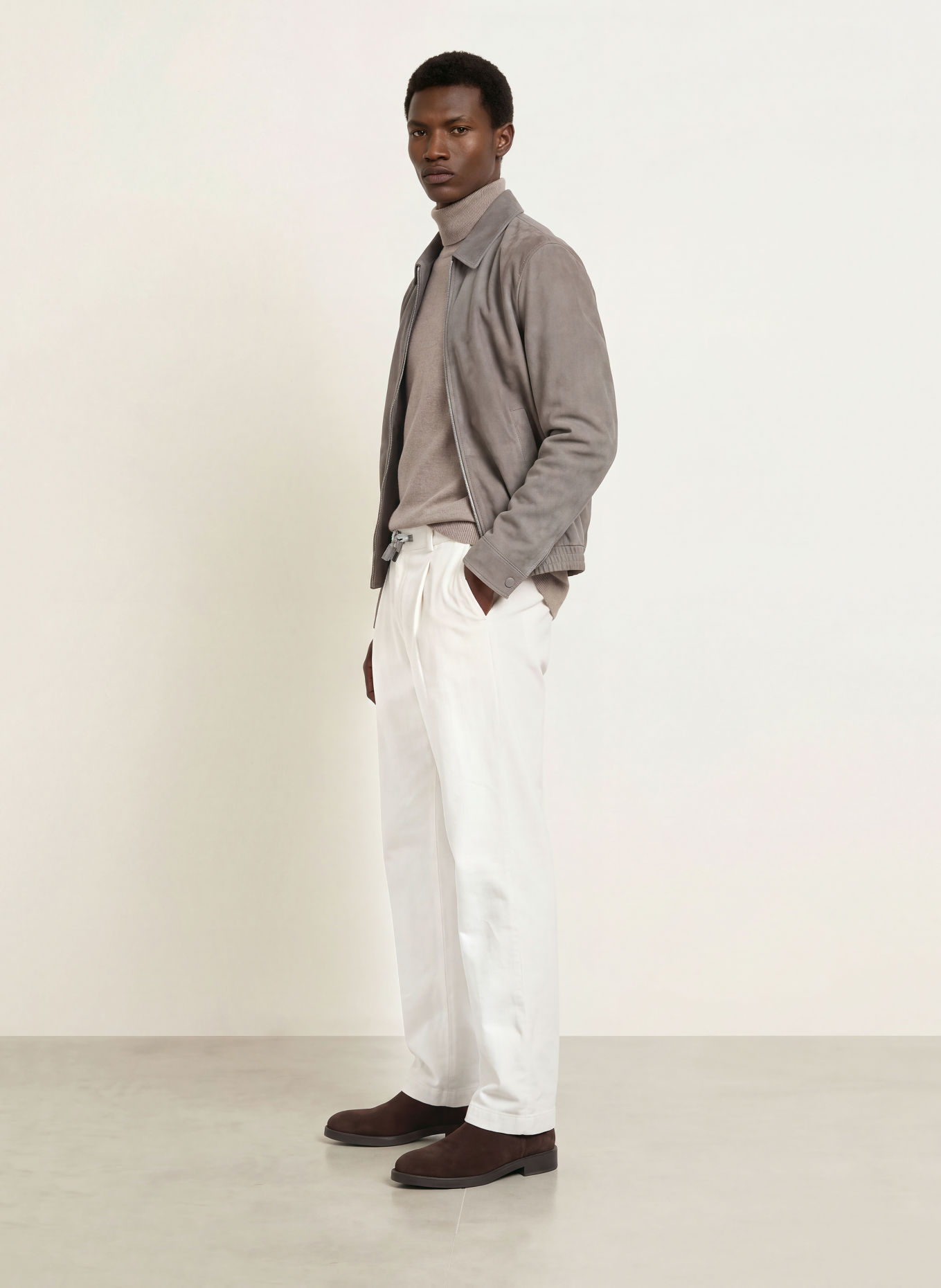 MAERZ MUENCHEN Pantaloni din velur de cordon, croială regular: CREM