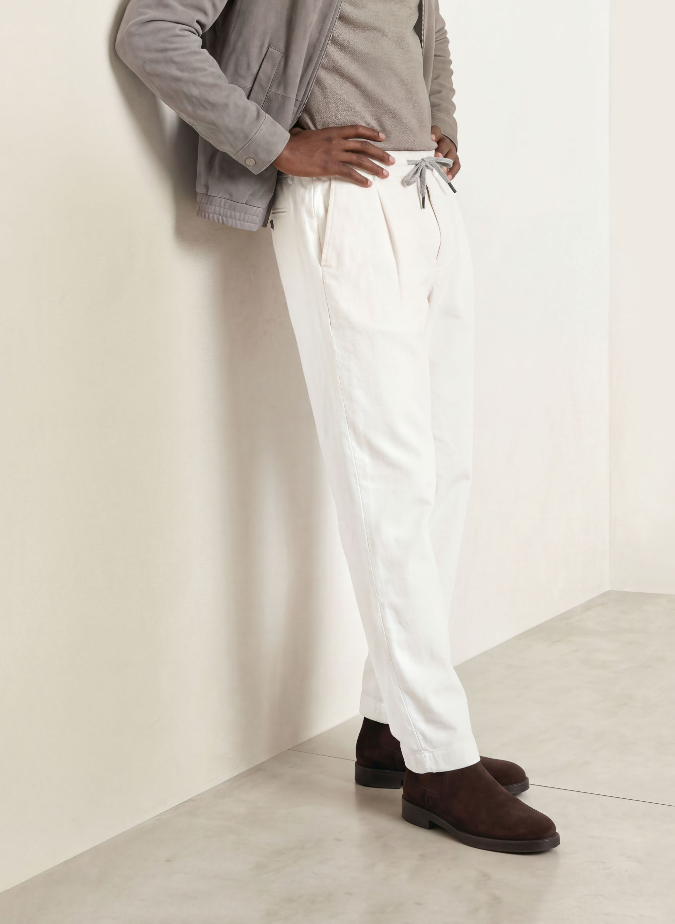 MAERZ MUENCHEN Pantaloni din velur de cordon, croială regular: CREM