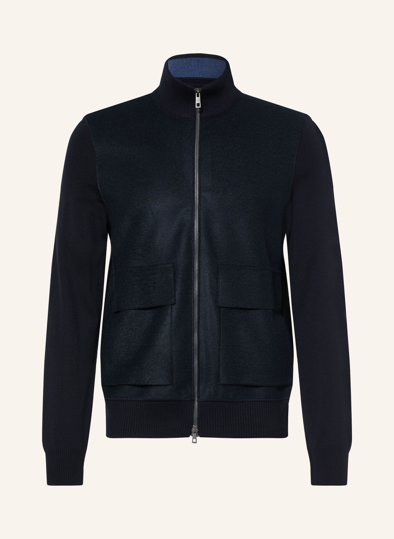 MAERZ MUENCHEN Gilet en mélange de matières: BLEU FONCÉ