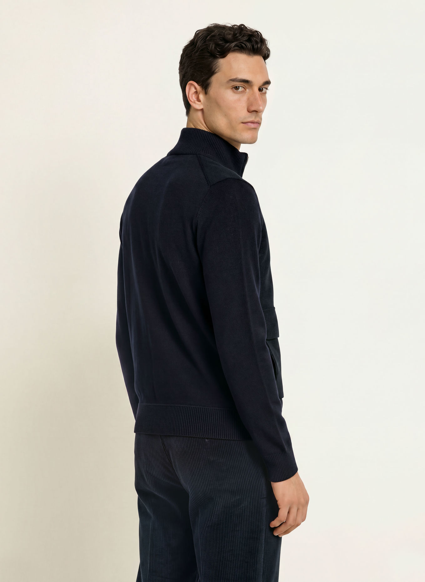MAERZ MUENCHEN Gilet en mélange de matières: BLEU FONCÉ