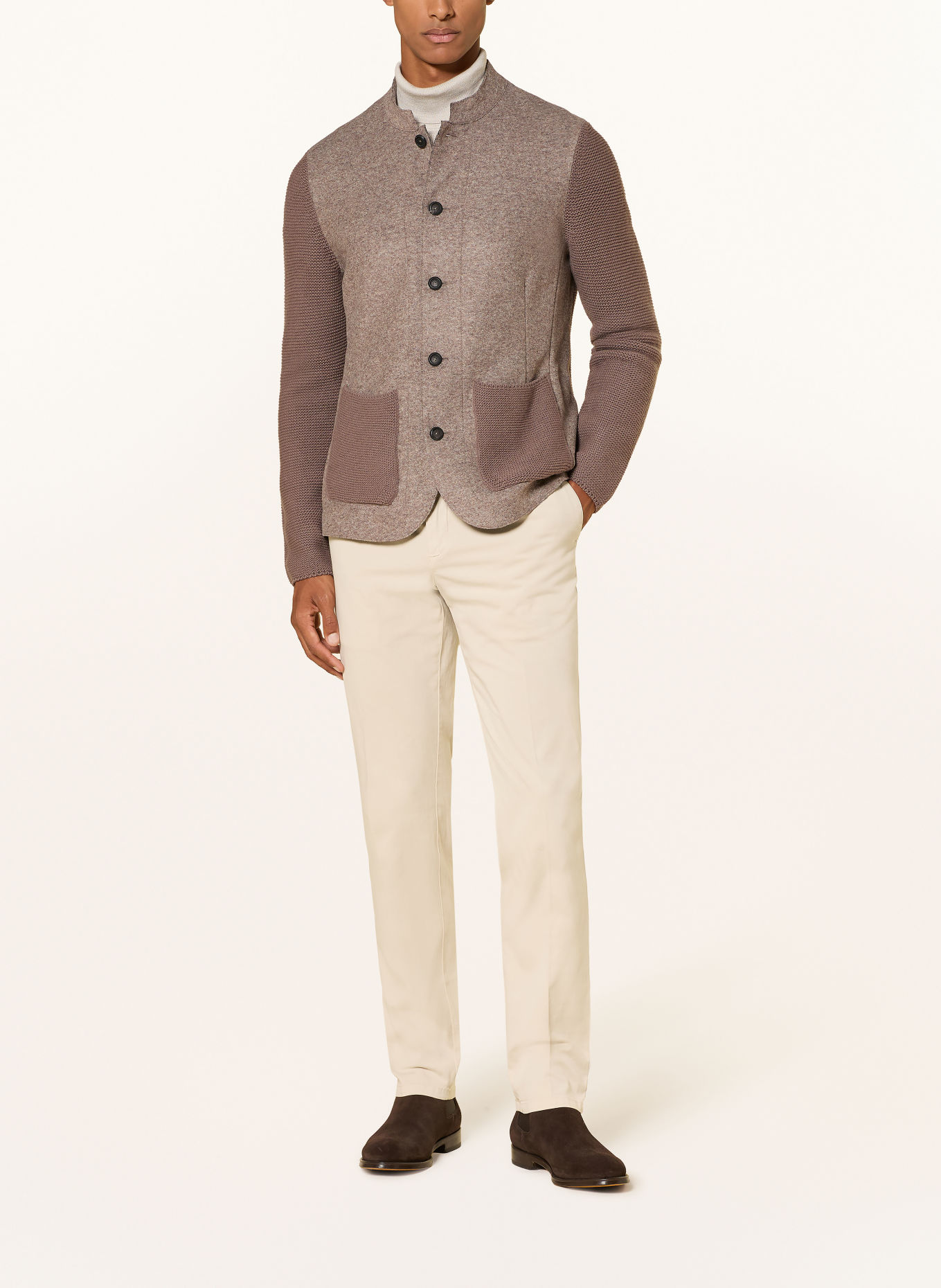 MAERZ MUENCHEN Vest van merinowol: TAUPE