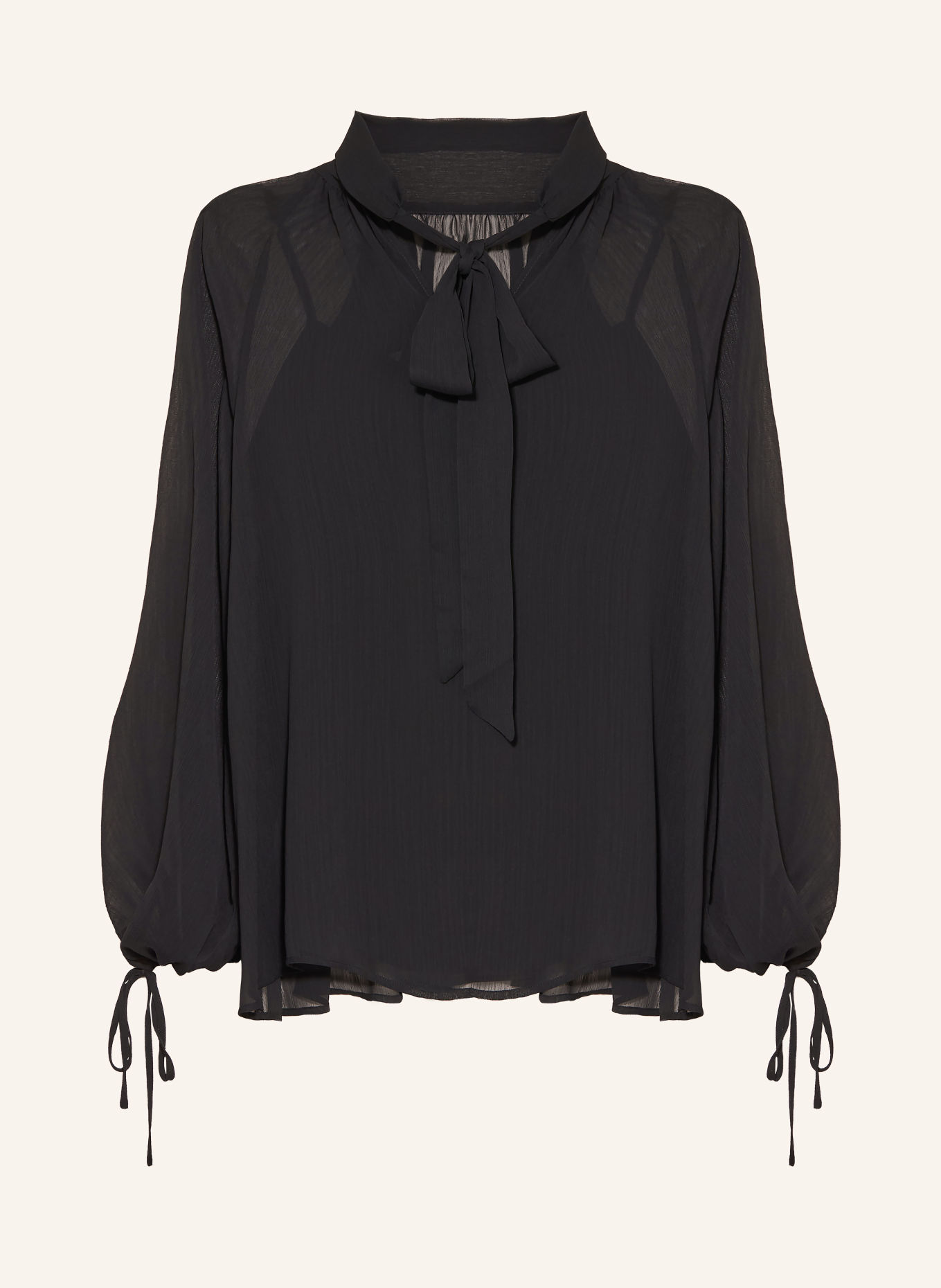 MRS & HUGS Strikblouse met strik en volants: ZWART