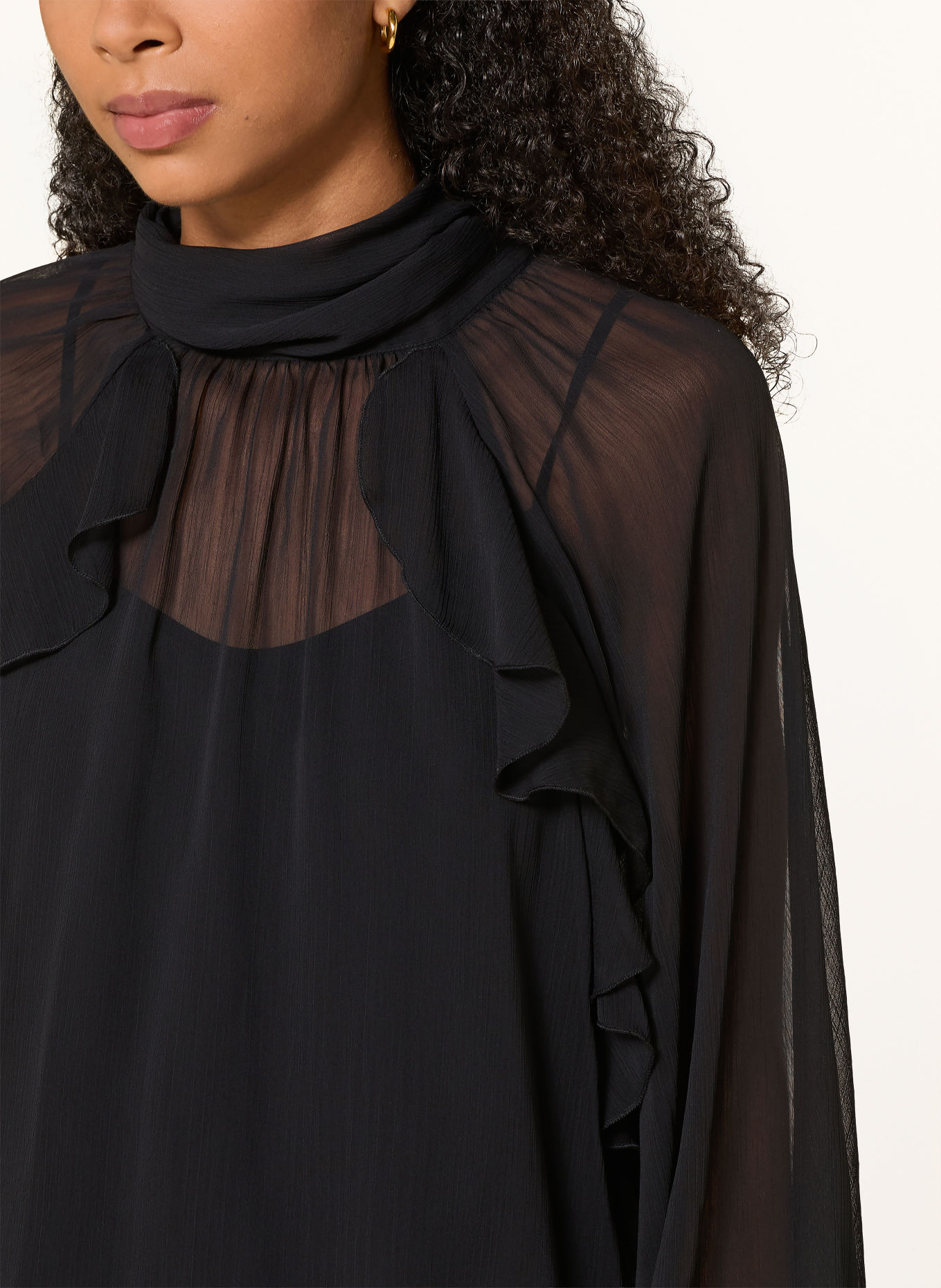 MRS & HUGS Strikblouse met strik en volants: ZWART