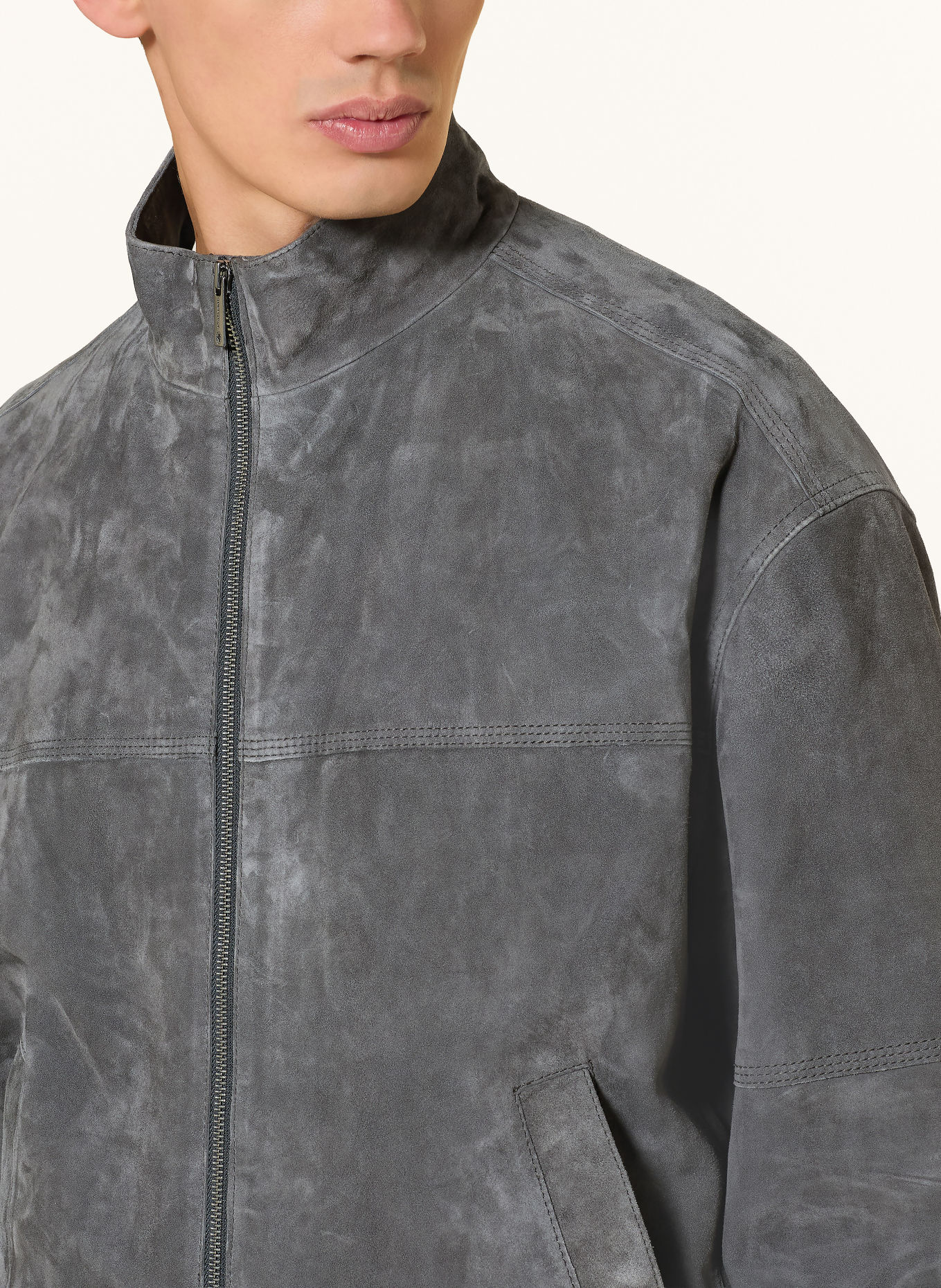 STRELLSON AUSTIN Leather jacket: GRAY