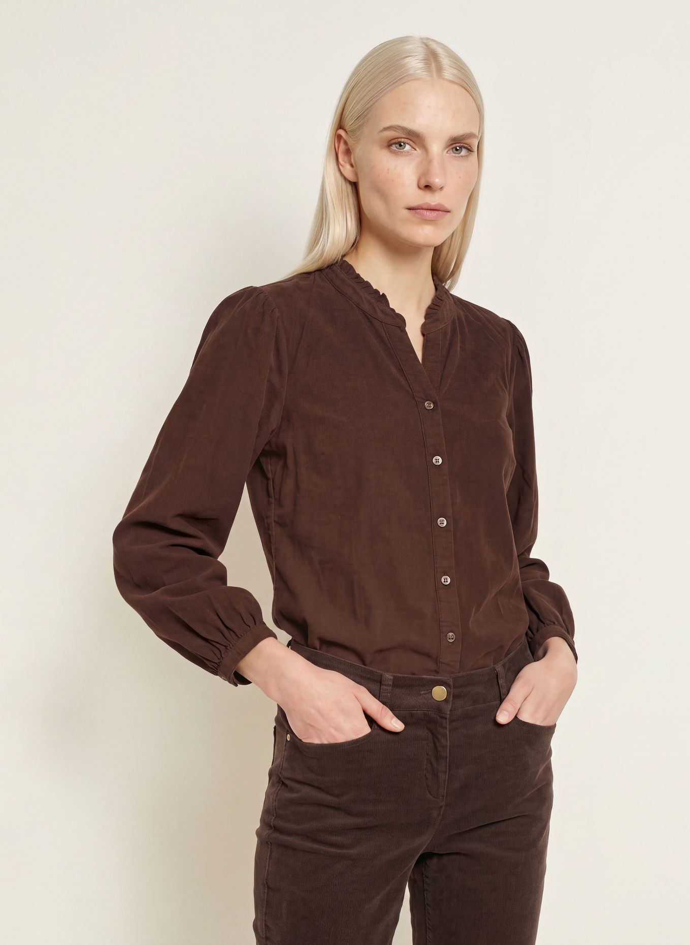 BRAX Corduroy Blouse VIOLET: BROWN