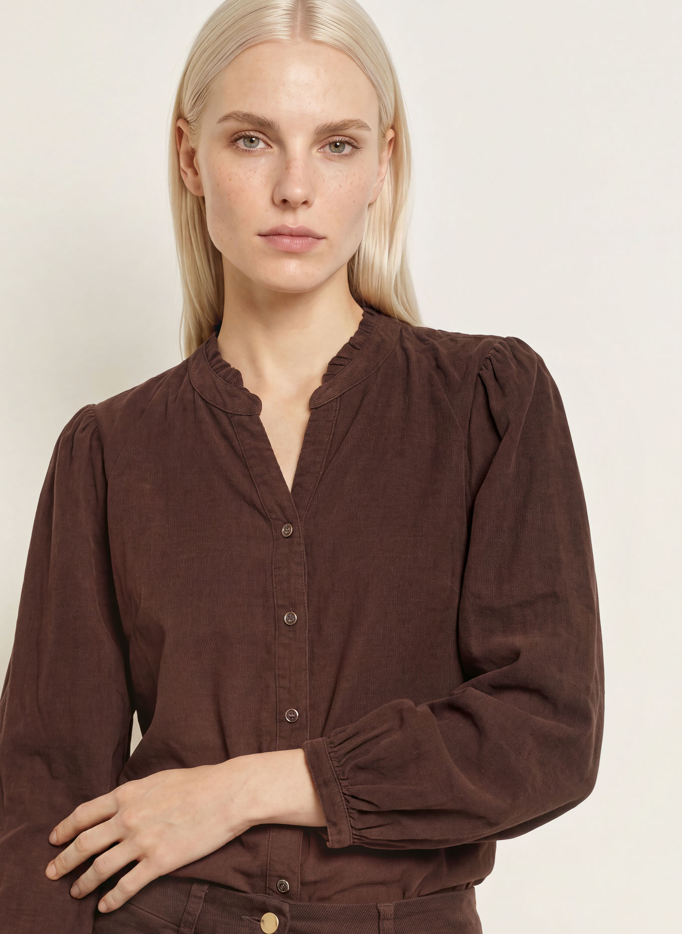BRAX Corduroy Blouse VIOLET: BROWN