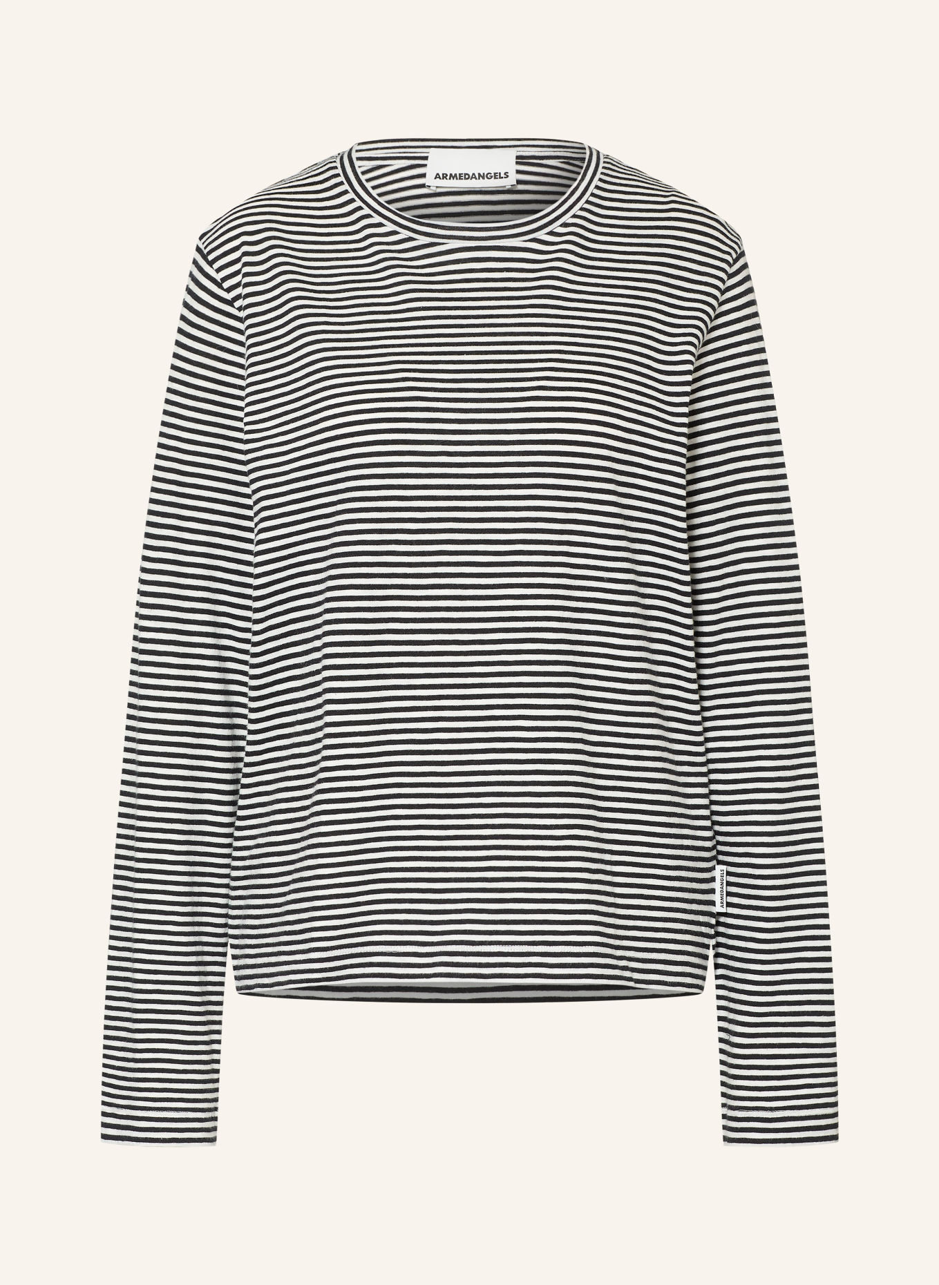 ARMEDANGELS Longsleeve SLUB: SCHWARZ / WEISS