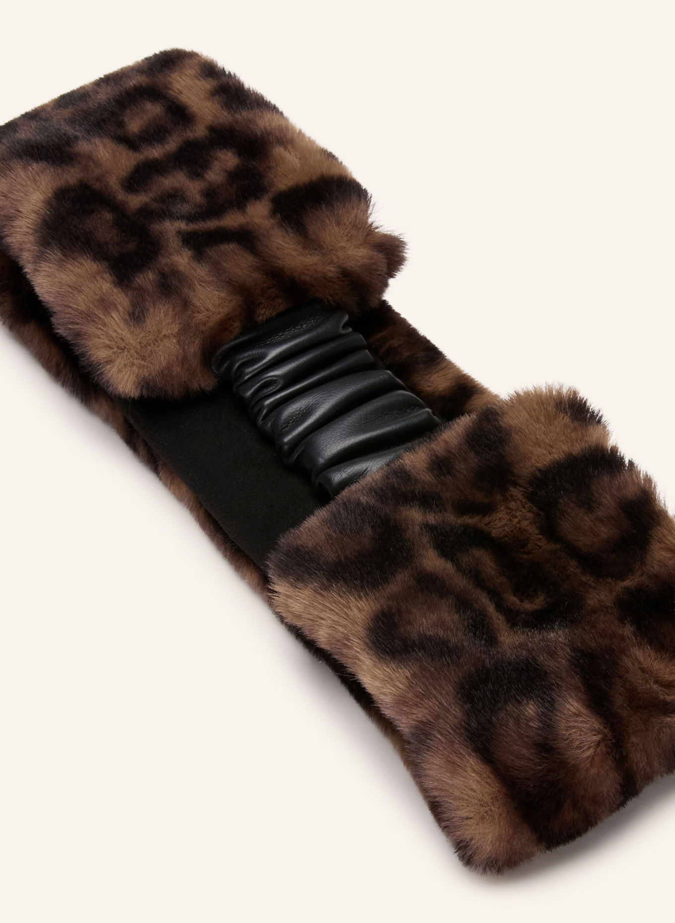 APPARIS ELENI Headband made of faux fur: BROWN / BLACK
