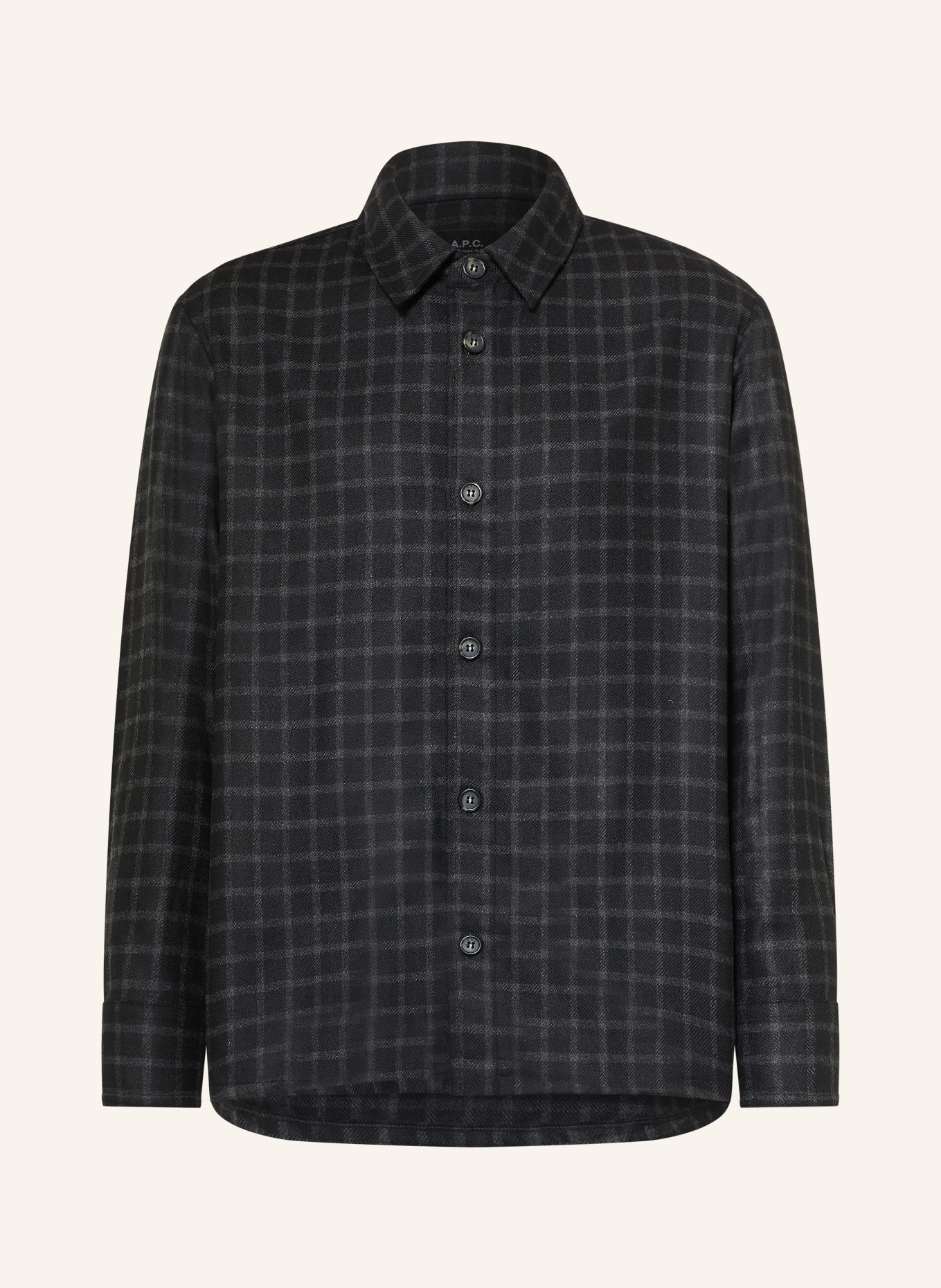 A.P.C. BOBBY Comfort Fit Flannel Shirt: BLACK / DARK GRAY