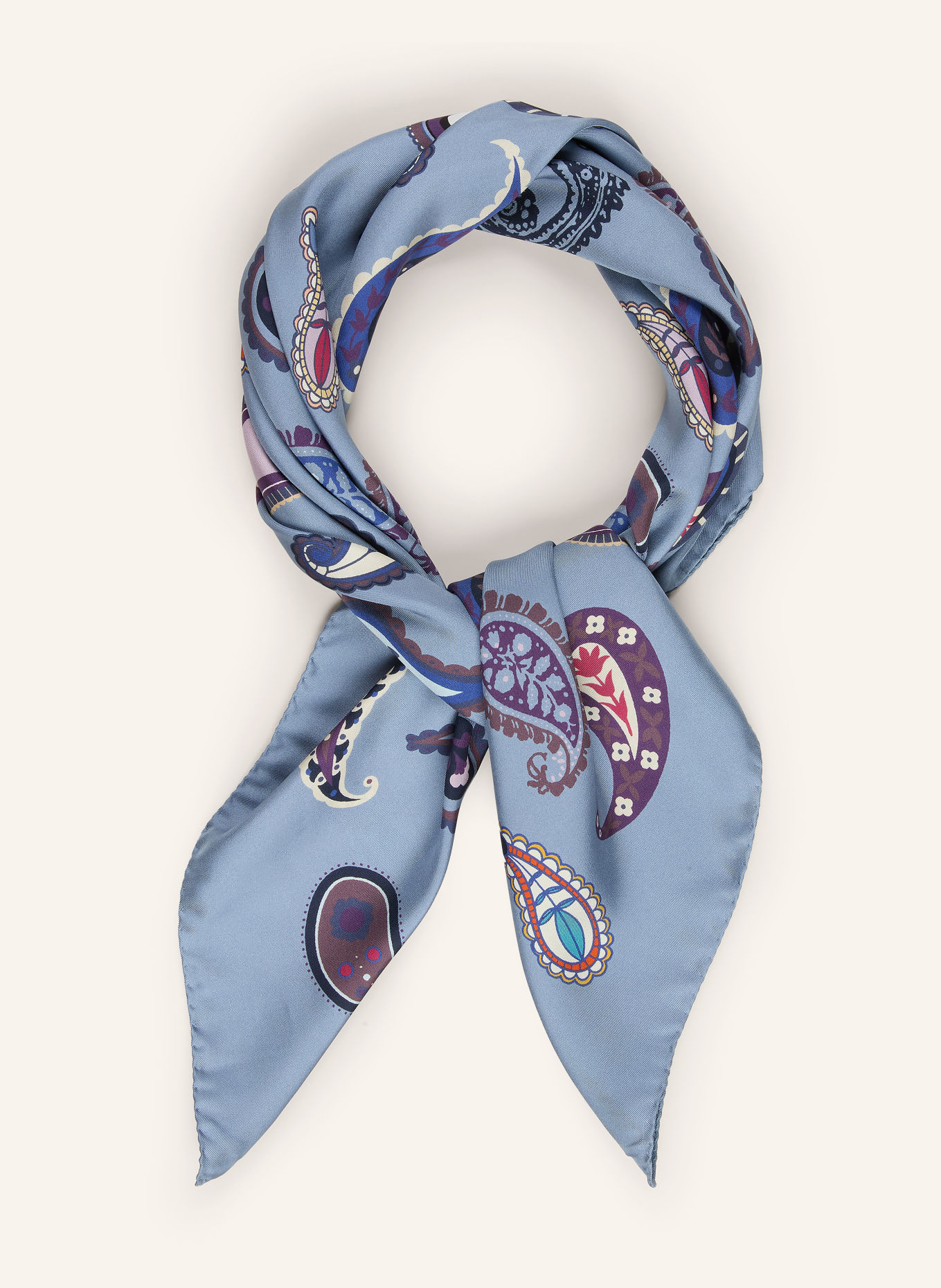 Barbieri Silk scarf: LIGHT BLUE / ECRU / DARK PURPLE
