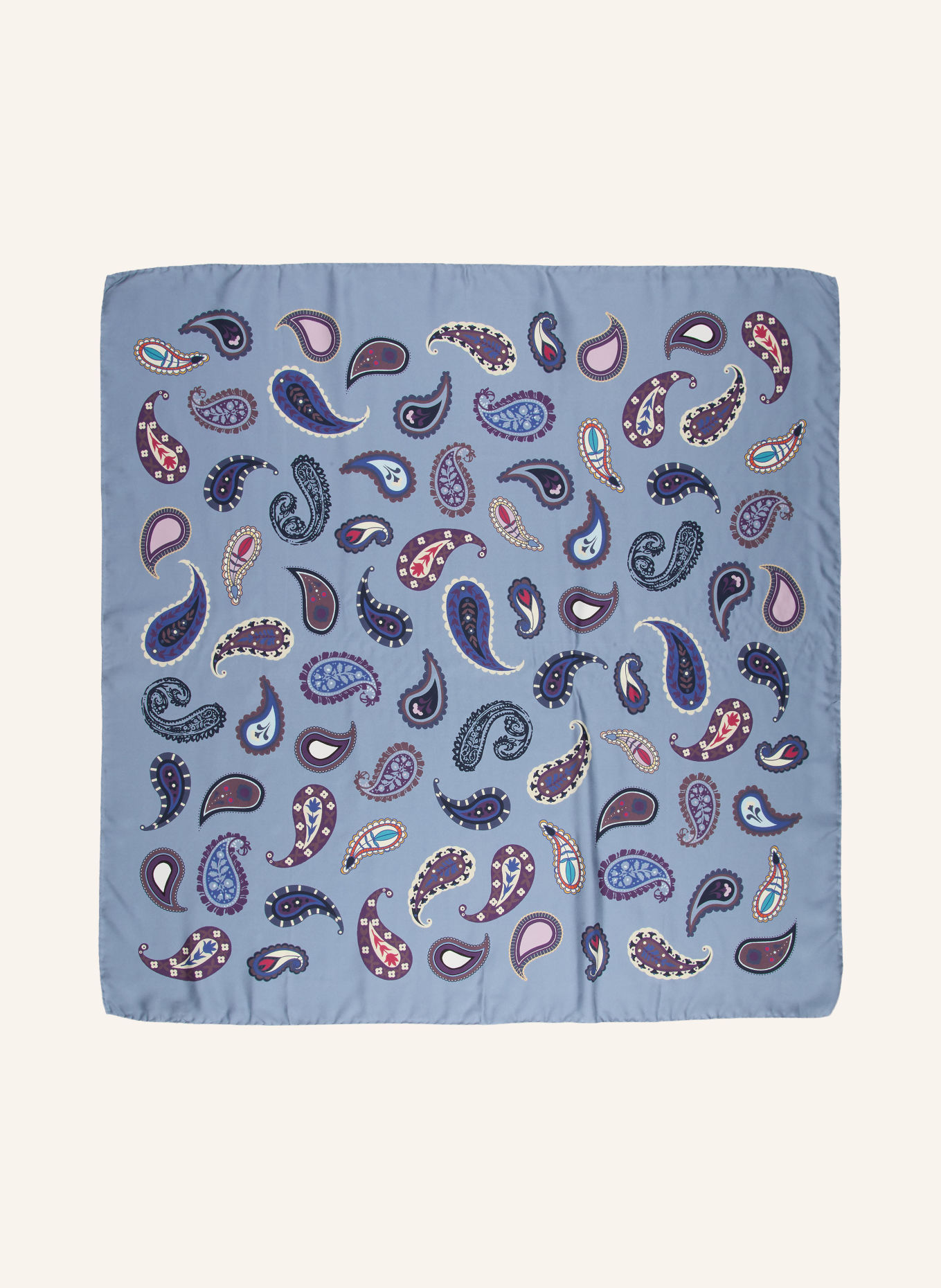 Barbieri Silk scarf: LIGHT BLUE / ECRU / DARK PURPLE