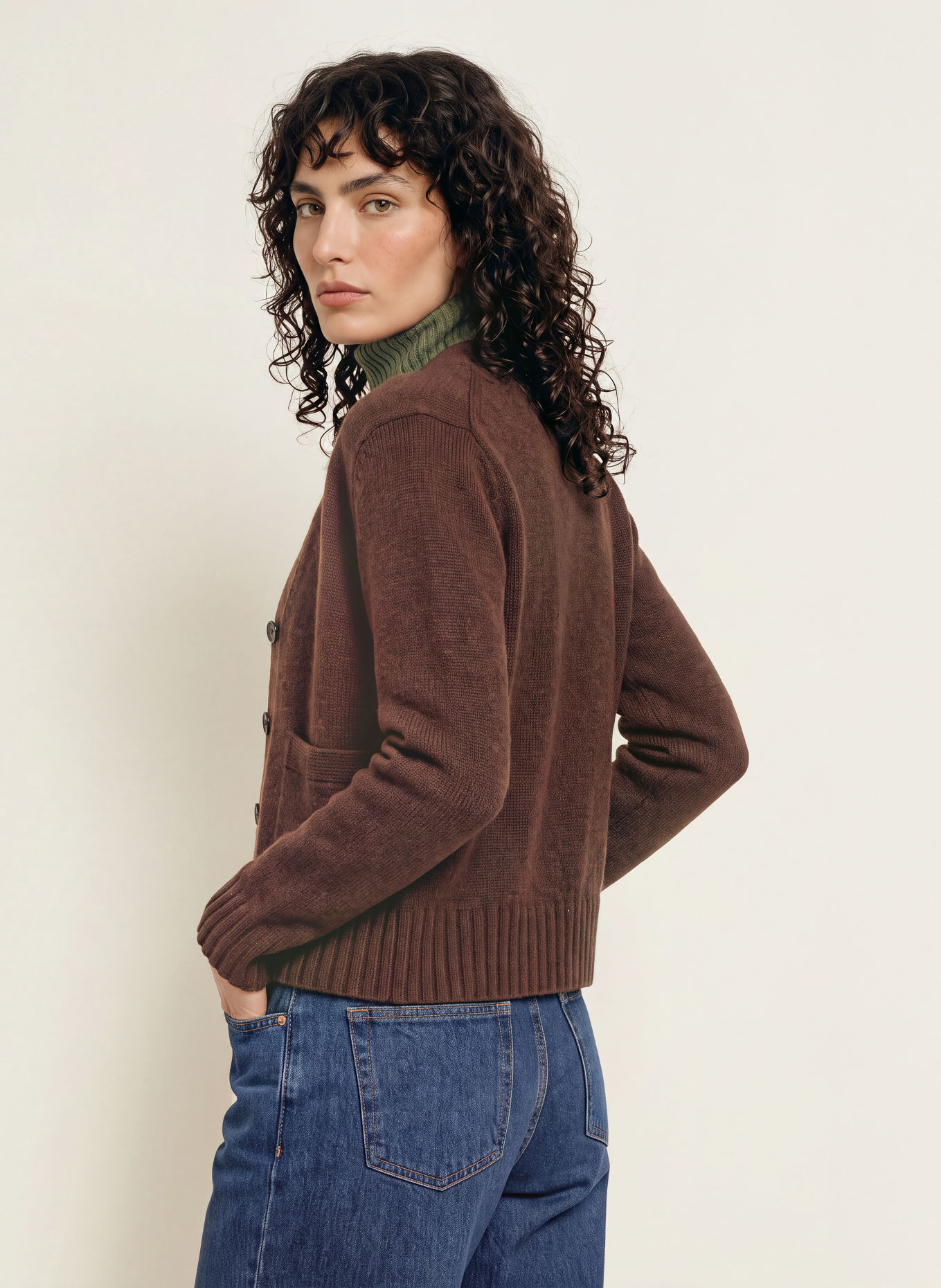 KUJTEN Vest MILENA van kasjmier: MARRON FONCÉ