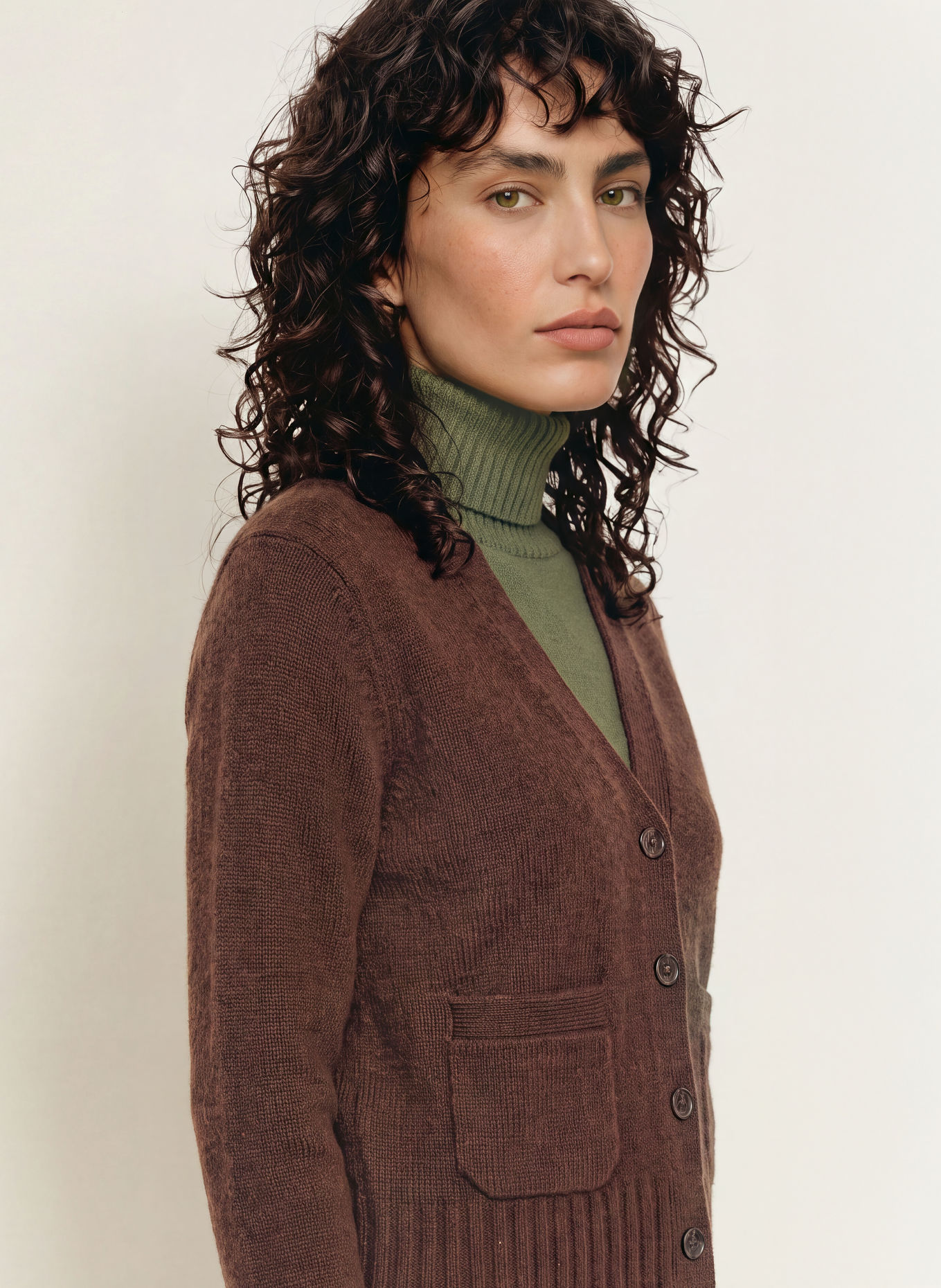 KUJTEN Vest MILENA van kasjmier: MARRON FONCÉ