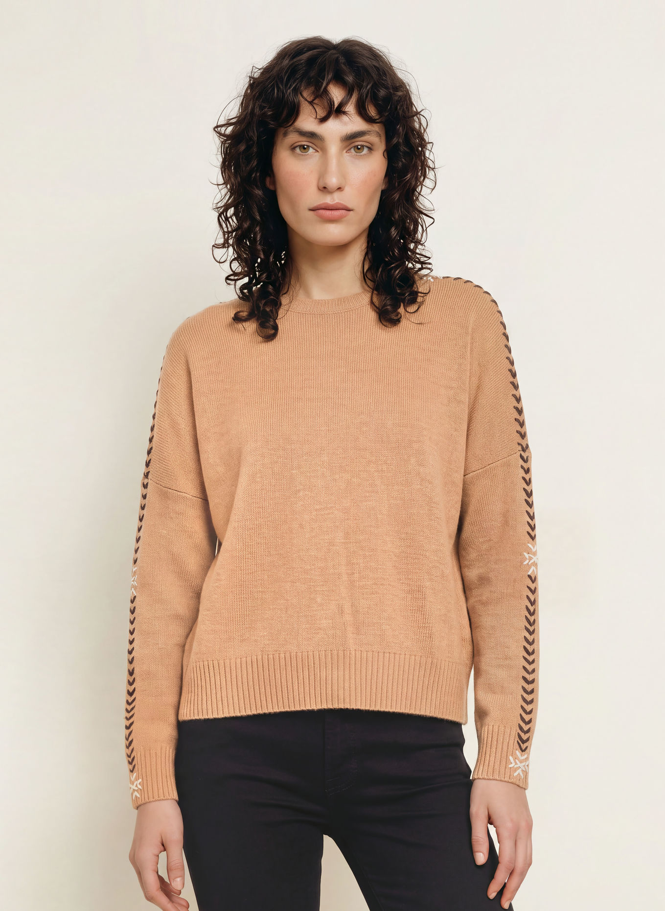 KUJTEN Cashmere-Pullover AMEA SNOW: CAMEL
