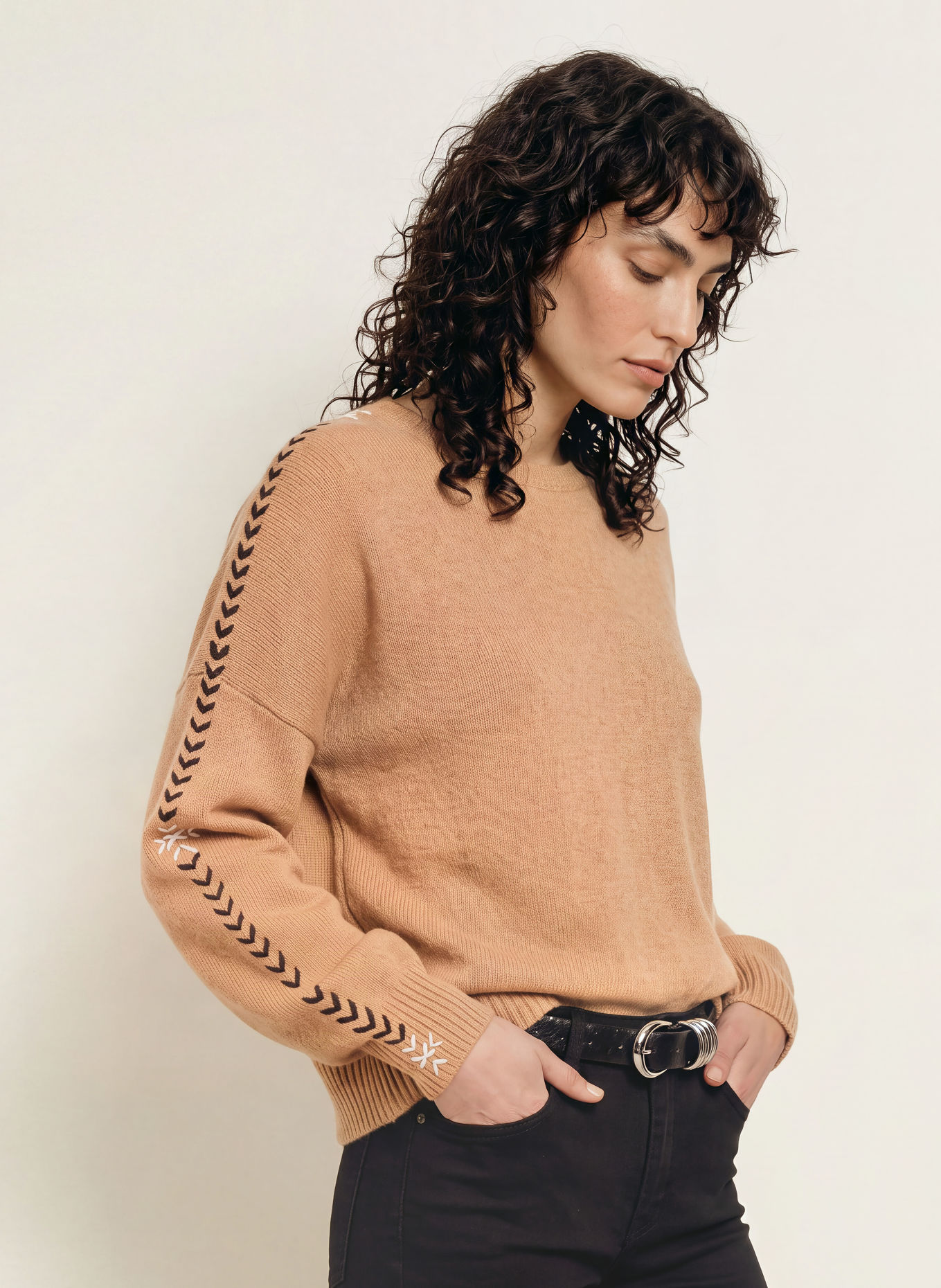 KUJTEN Cashmere-Pullover AMEA SNOW: CAMEL