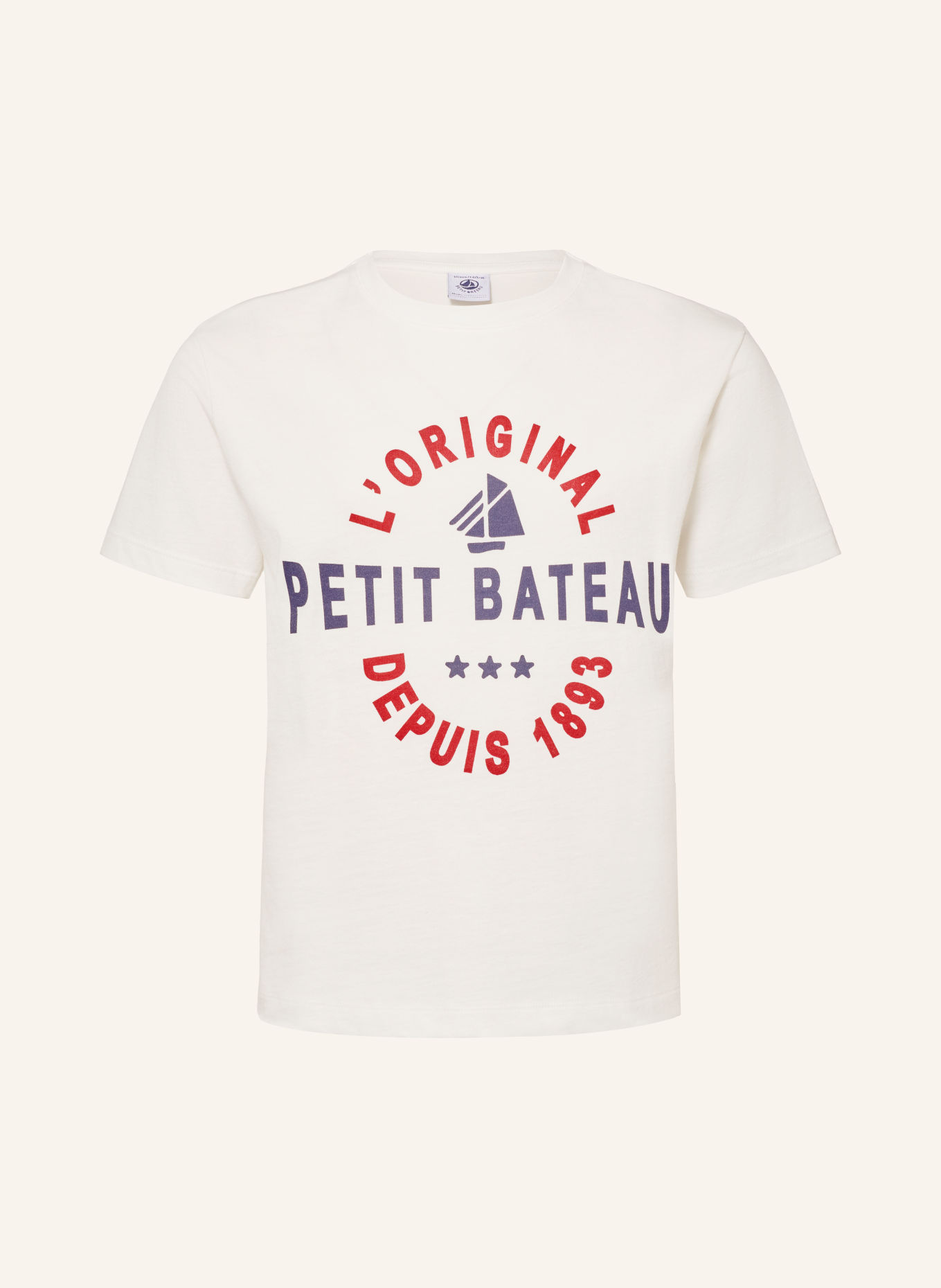 PETIT BATEAU T-shirt: BIAŁY / CIEMNOCZERWONY / GRANATOWY