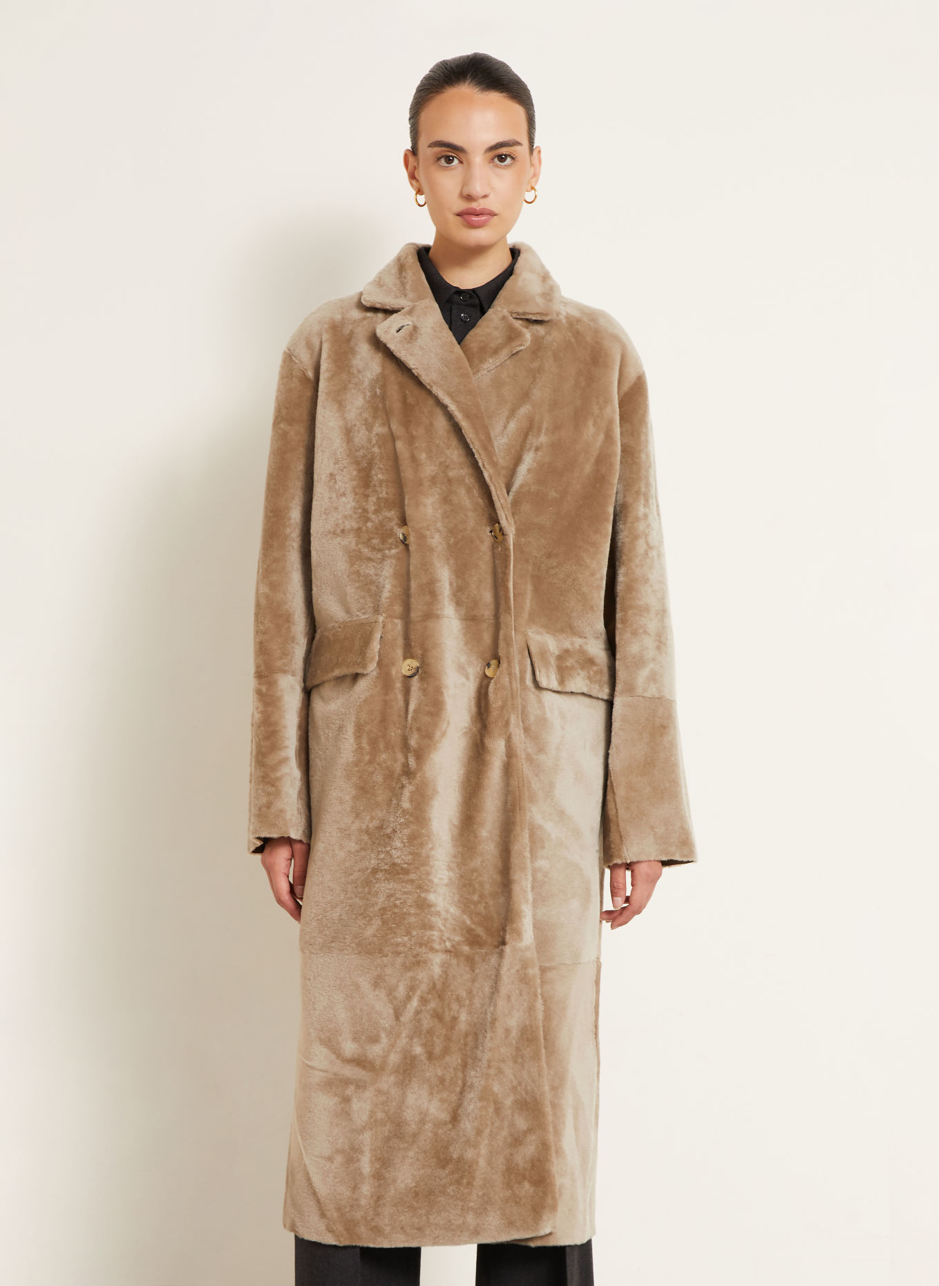 UTZON Omkeerbare leren jas CHIKA: BEIGE