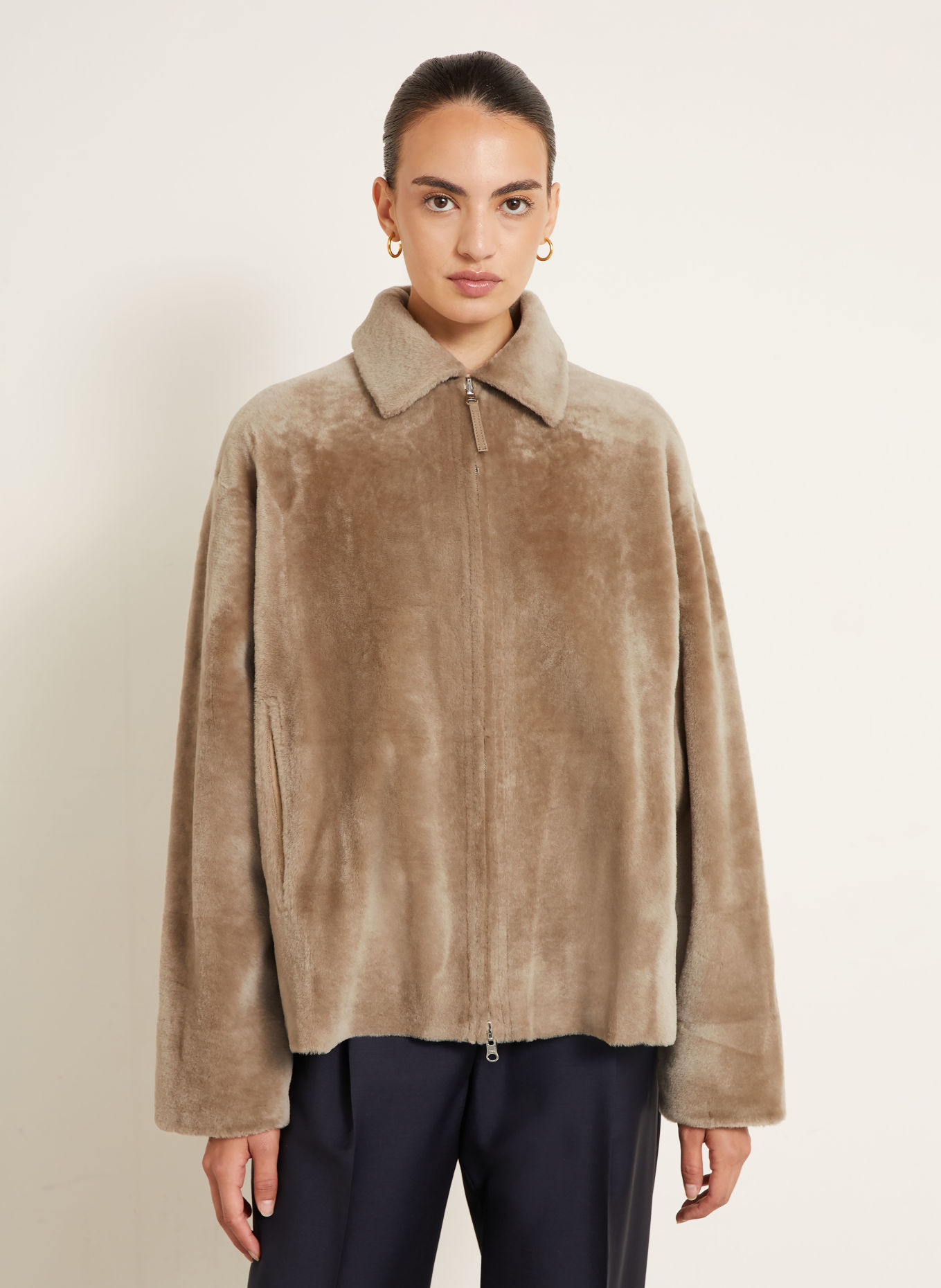 UTZON Omkeerbare leren jas JOJI: BEIGE