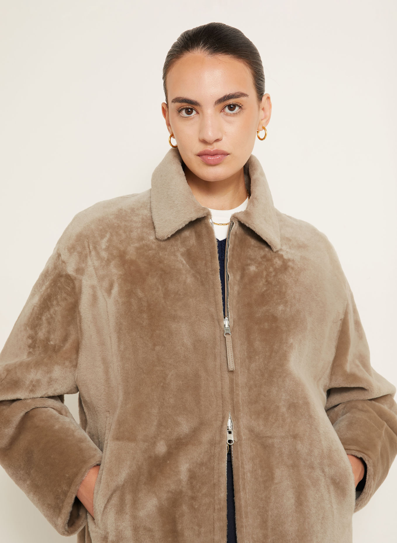 UTZON Omkeerbare leren jas JOJI: BEIGE