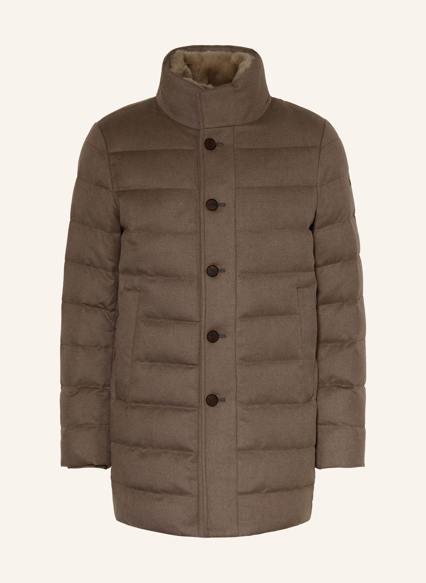 DUNO Daunenmantel ORLANDO mit herausnehmbarer Blende: TAUPE