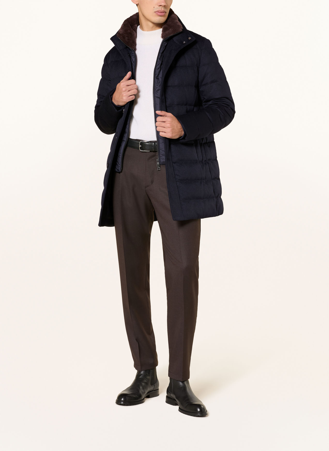 DUNO ORLANDO Down coat with Removable Trim: DARK BLUE