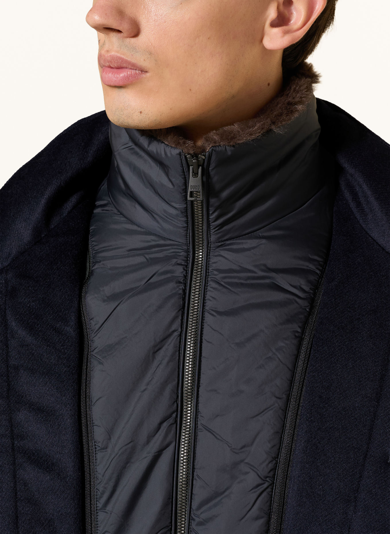 DUNO ORLANDO Down coat with Removable Trim: DARK BLUE