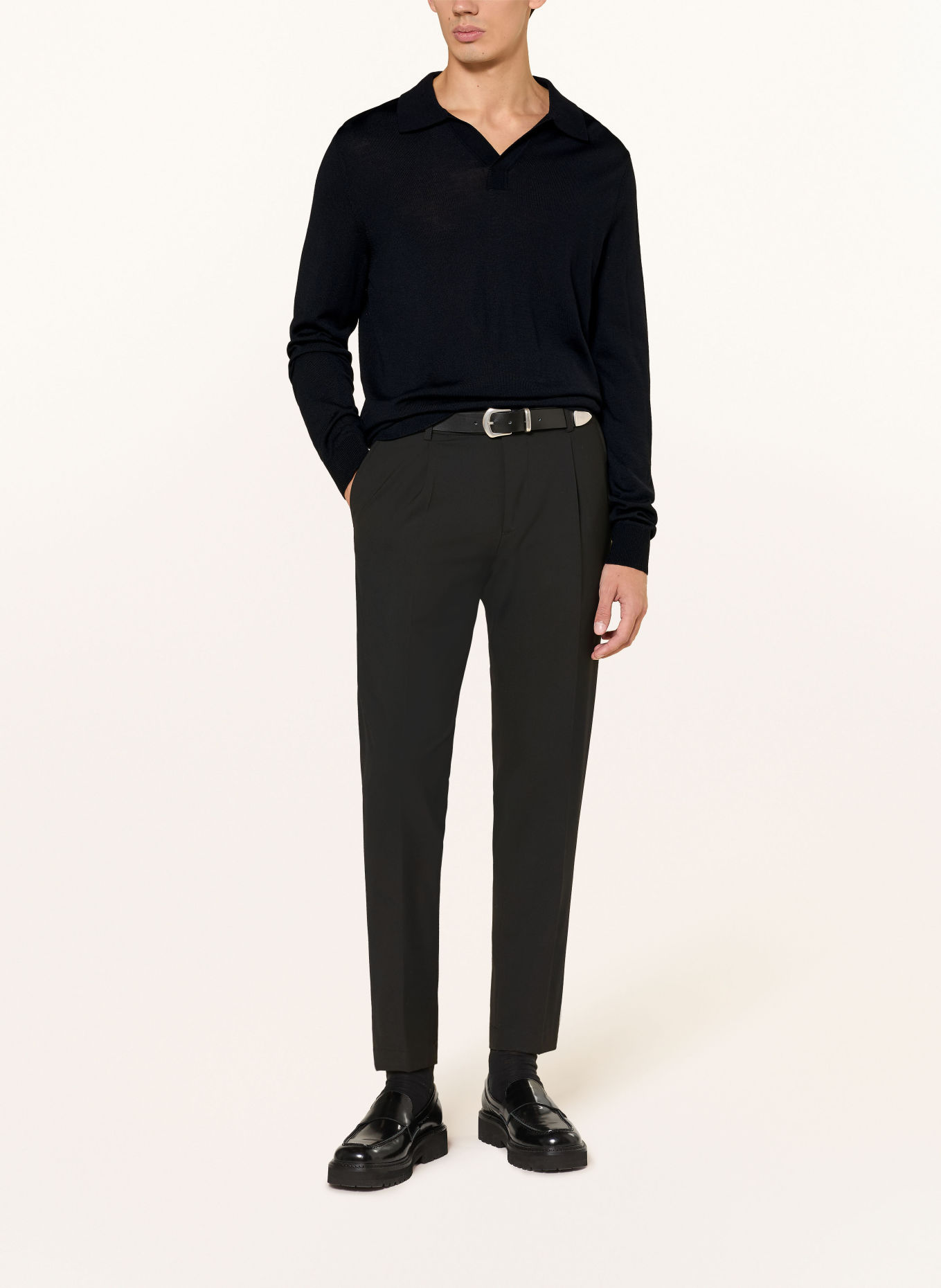 STRELLSON Strikket poloshirt MAREK: SORT