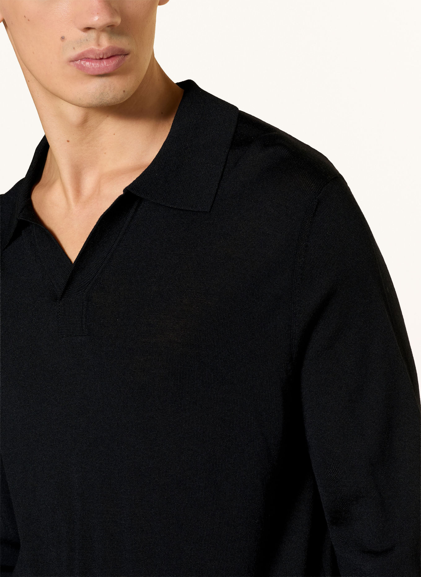 STRELLSON Strikket poloshirt MAREK: SORT