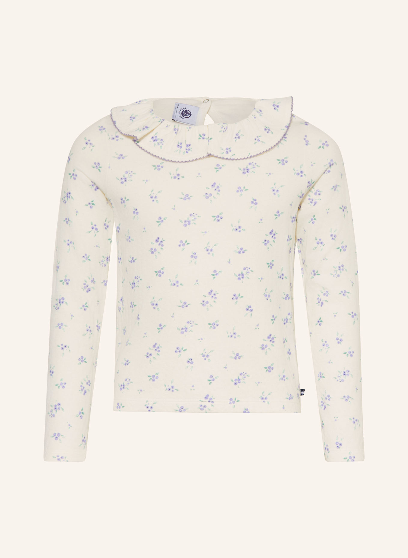 PETIT BATEAU Tričko s dlouhým rukávem: BÍLÁ / FIALOVÁ / ZELENÁ