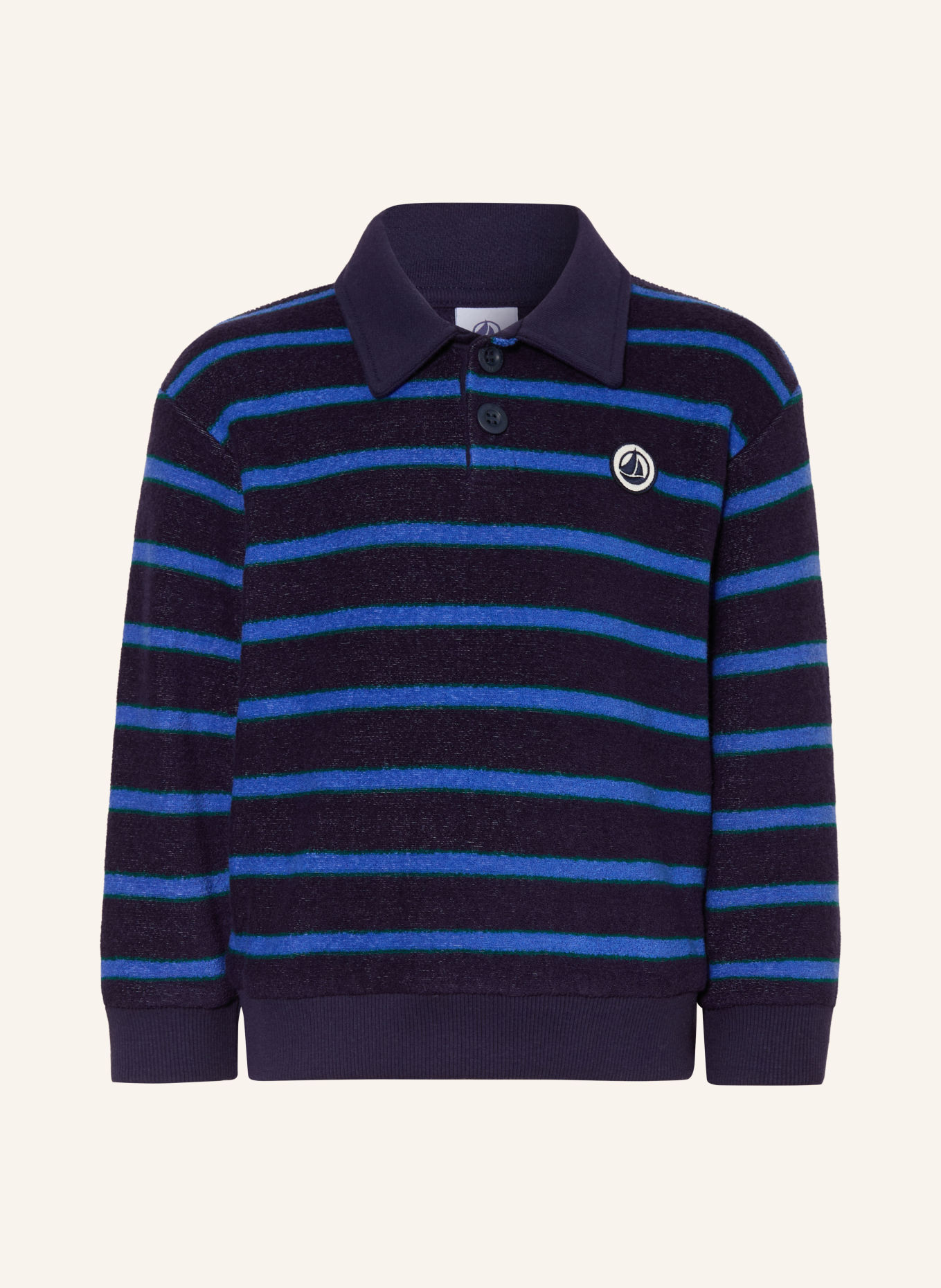 PETIT BATEAU Terry Cloth Polo shirt: DARK BLUE / DARK GREEN / BLUE