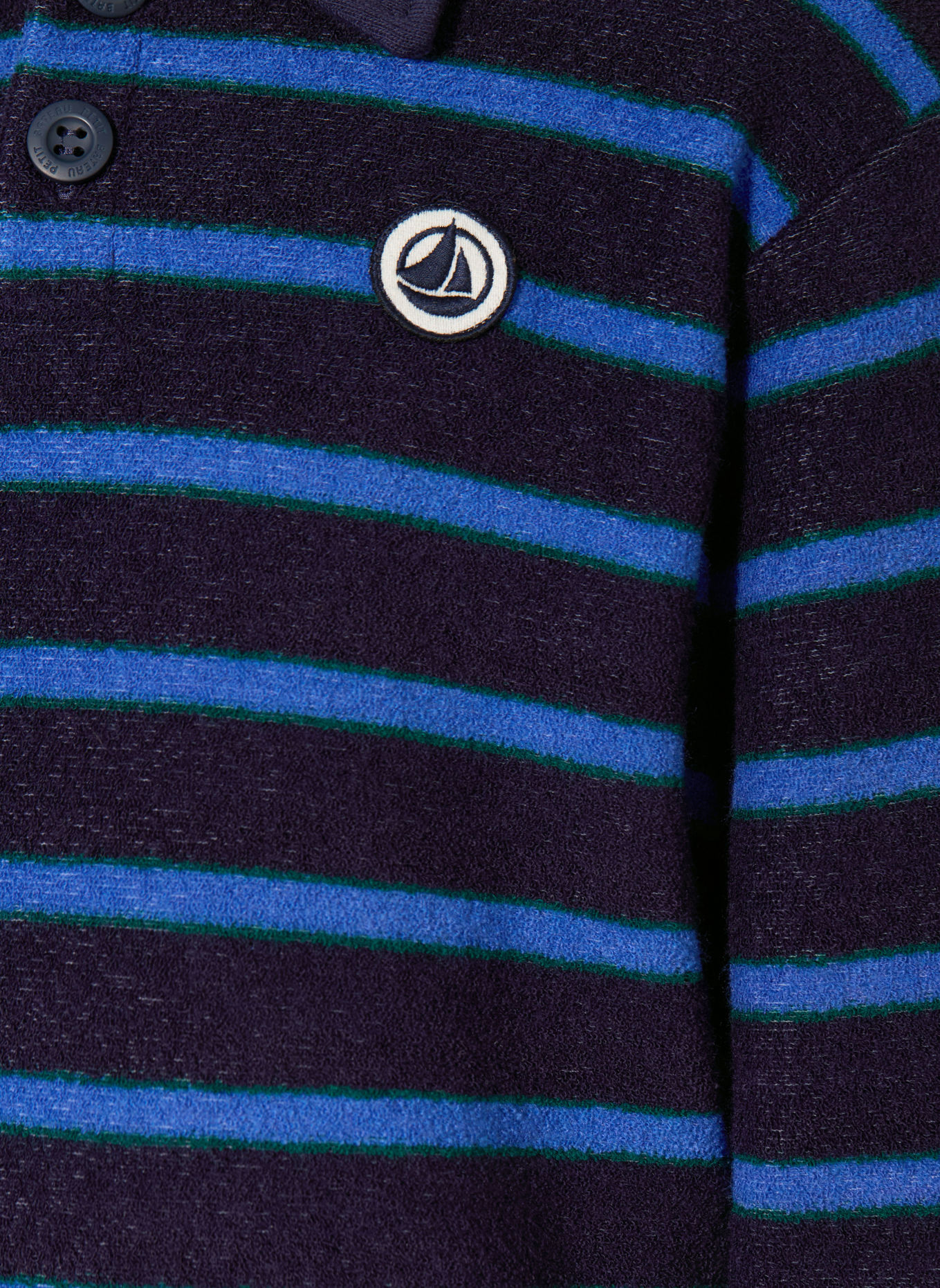 PETIT BATEAU Terry Cloth Polo shirt: DARK BLUE / DARK GREEN / BLUE