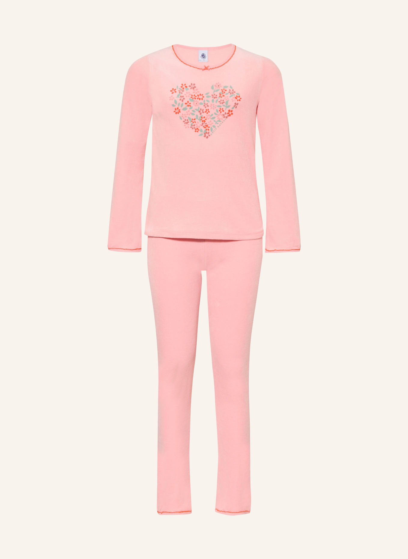 PETIT BATEAU Velour pajamas: PINK / ORANGE / TURQUOISE